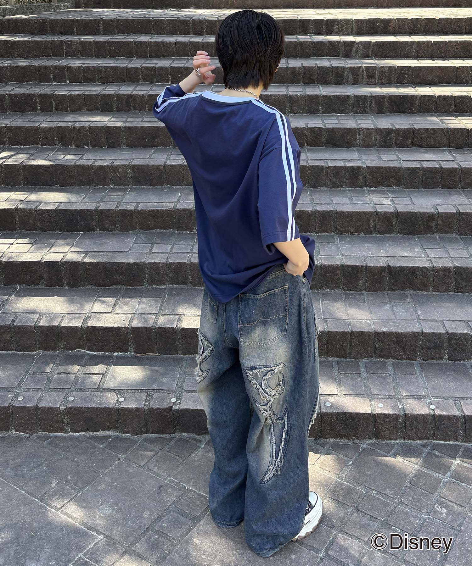 25SS Disney ユニフォームライク リブライン クルーネック半袖ゲームシャツ