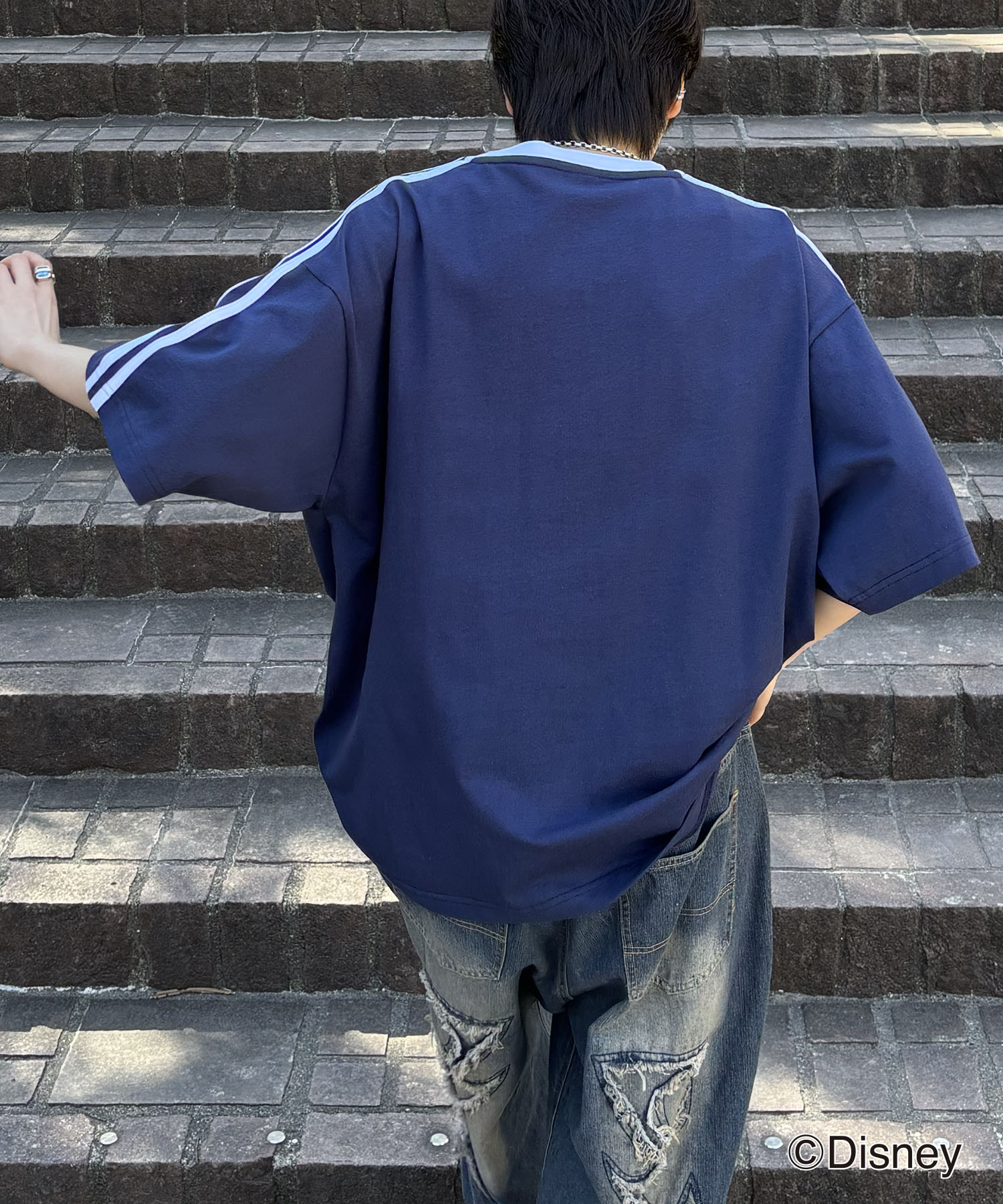 25SS Disney ユニフォームライク リブライン クルーネック半袖ゲームシャツ