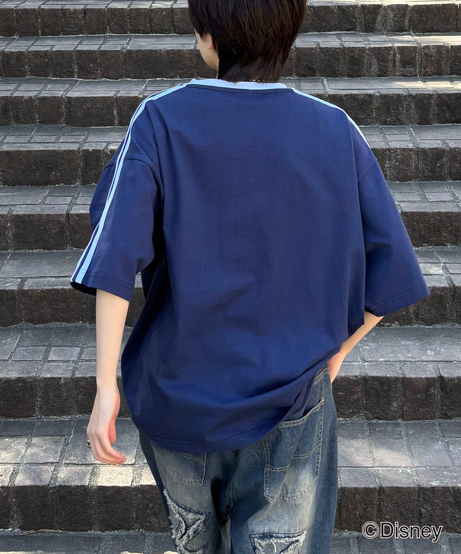 25SS Disney ユニフォームライク リブライン クルーネック半袖ゲームシャツ