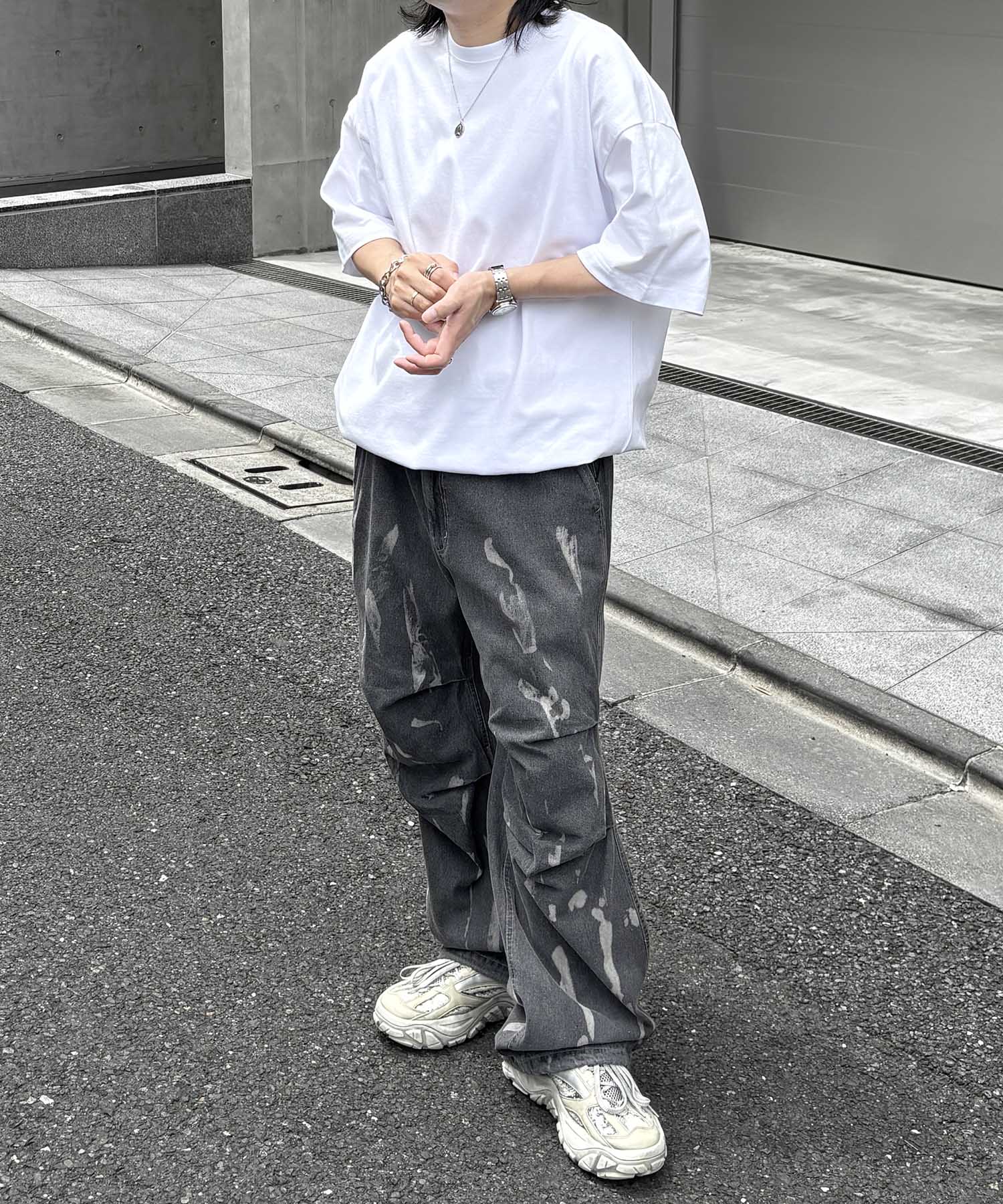 25SS プレーティング 裾ドローコード 半袖Tシャツ