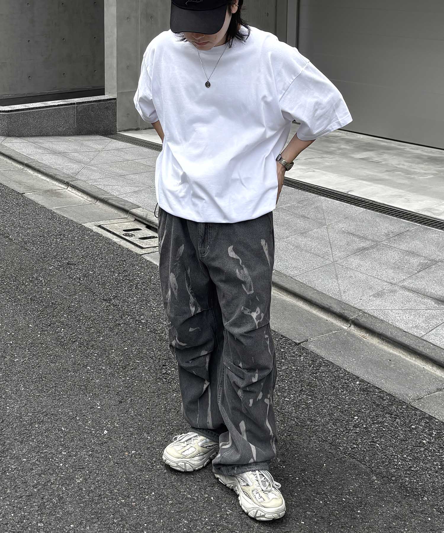 25SS プレーティング 裾ドローコード 半袖Tシャツ