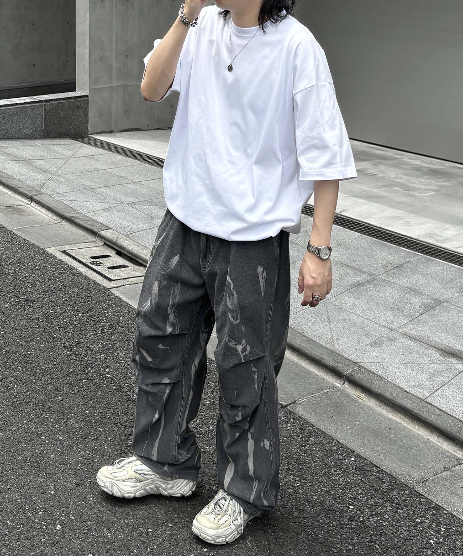 25SS プレーティング 裾ドローコード 半袖Tシャツ