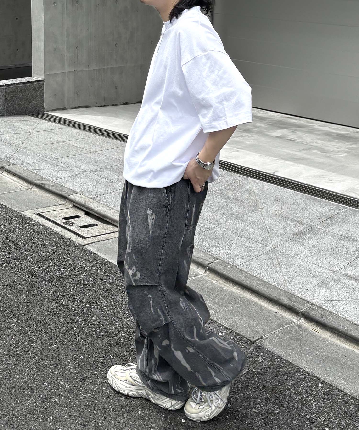 25SS プレーティング 裾ドローコード 半袖Tシャツ