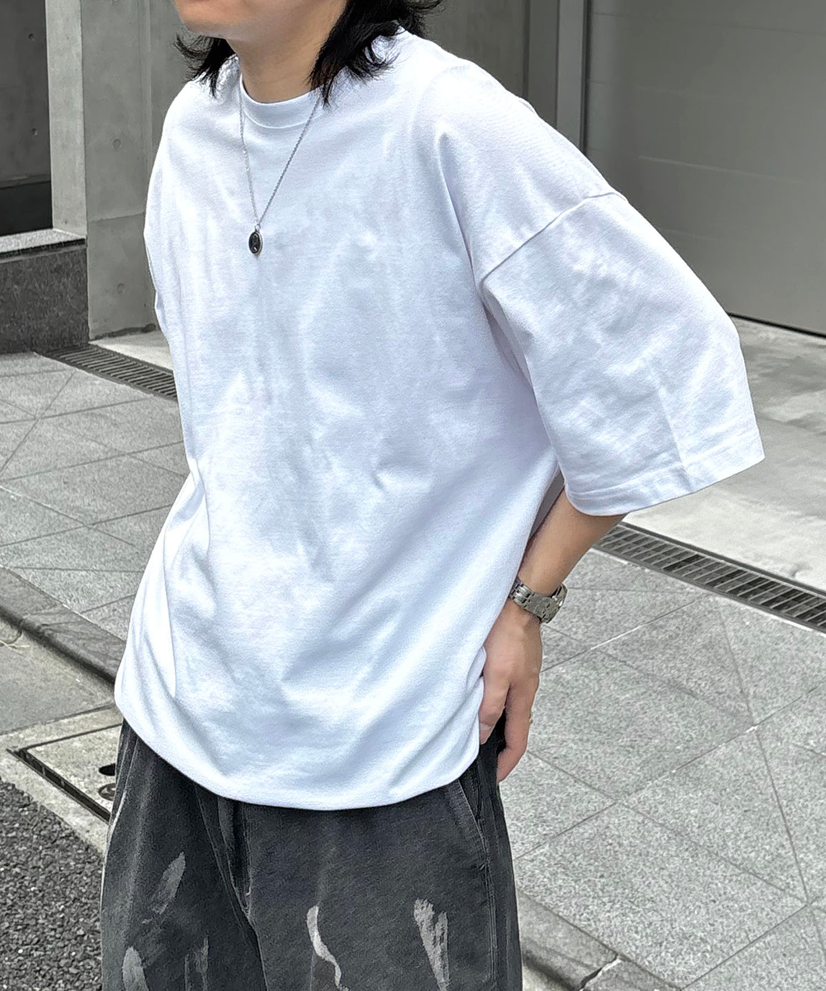 25SS プレーティング 裾ドローコード 半袖Tシャツ