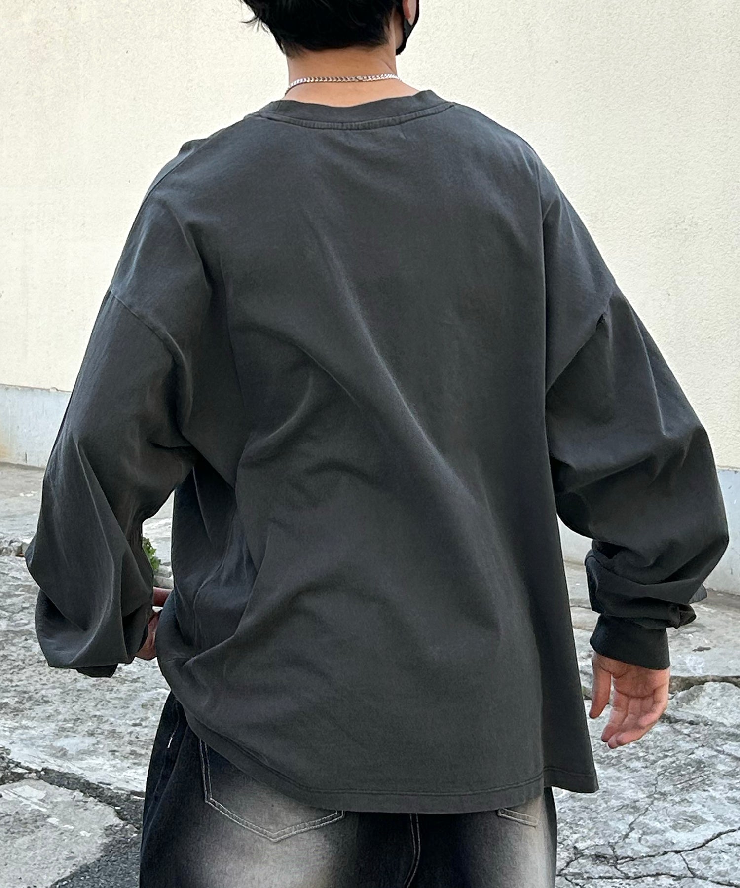 ヴィンテージライク レトロプリント ピグメント加工 ビッグシルエット バンドロンT