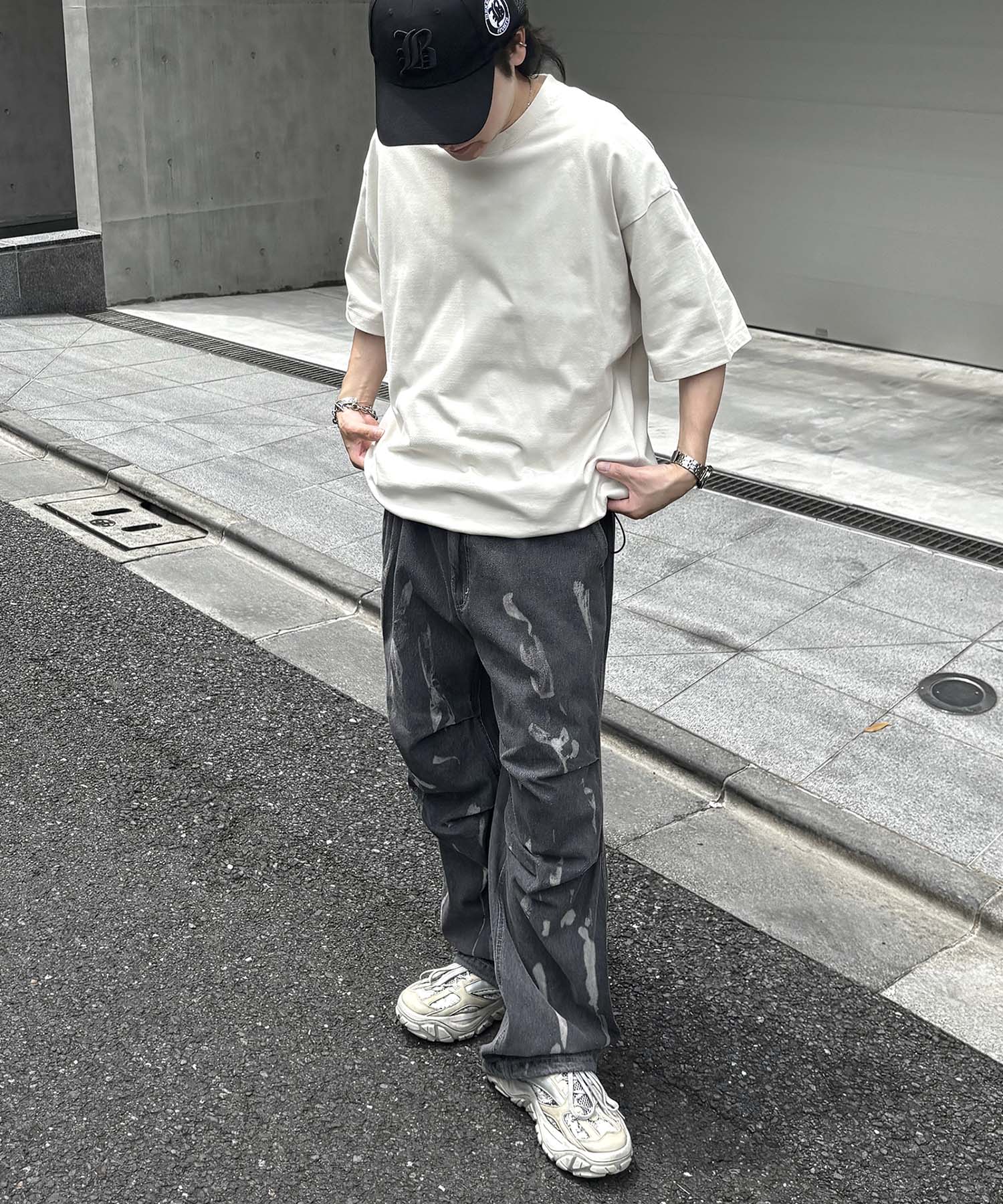 25SS プレーティング 裾ドローコード 半袖Tシャツ