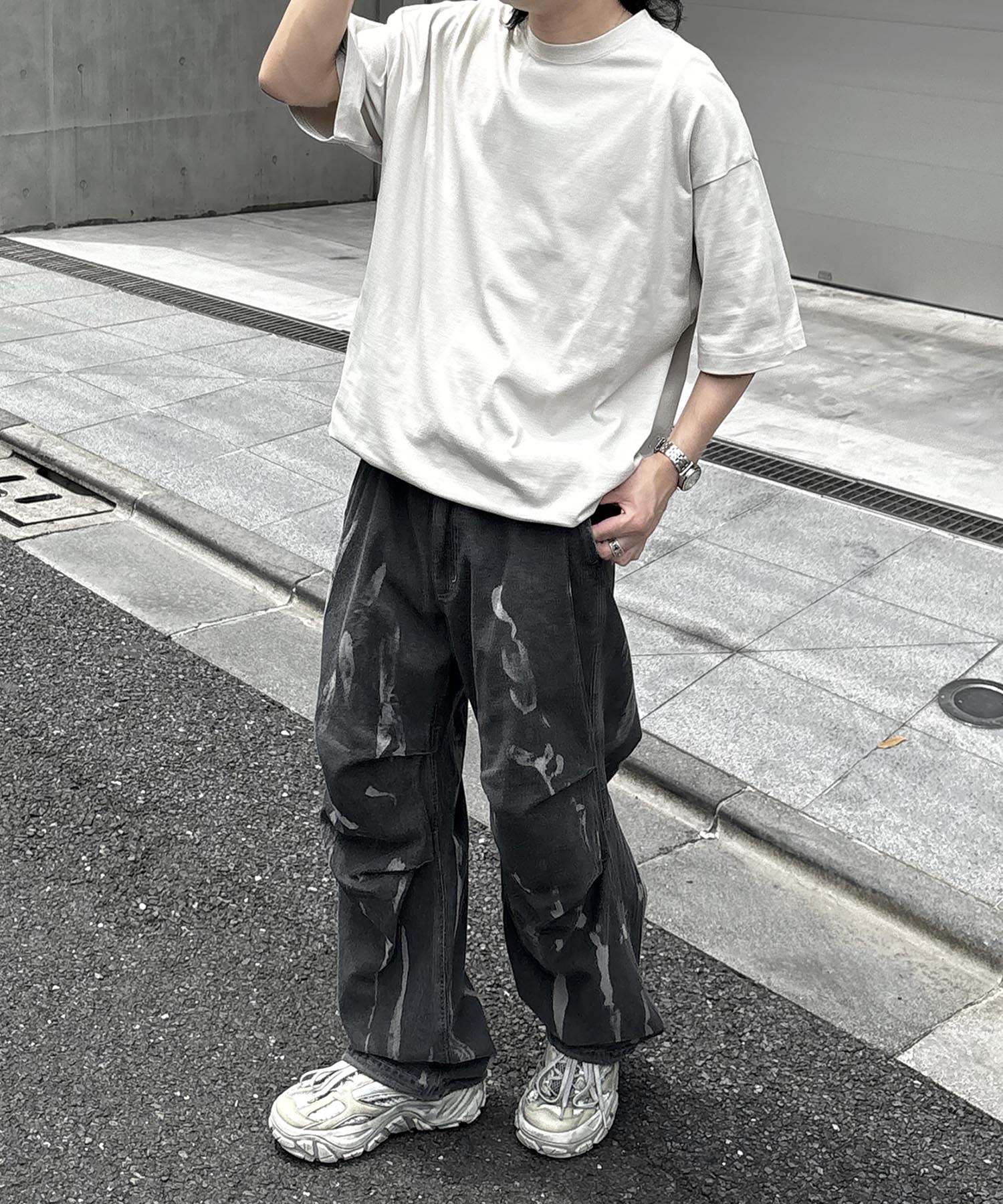 25SS プレーティング 裾ドローコード 半袖Tシャツ