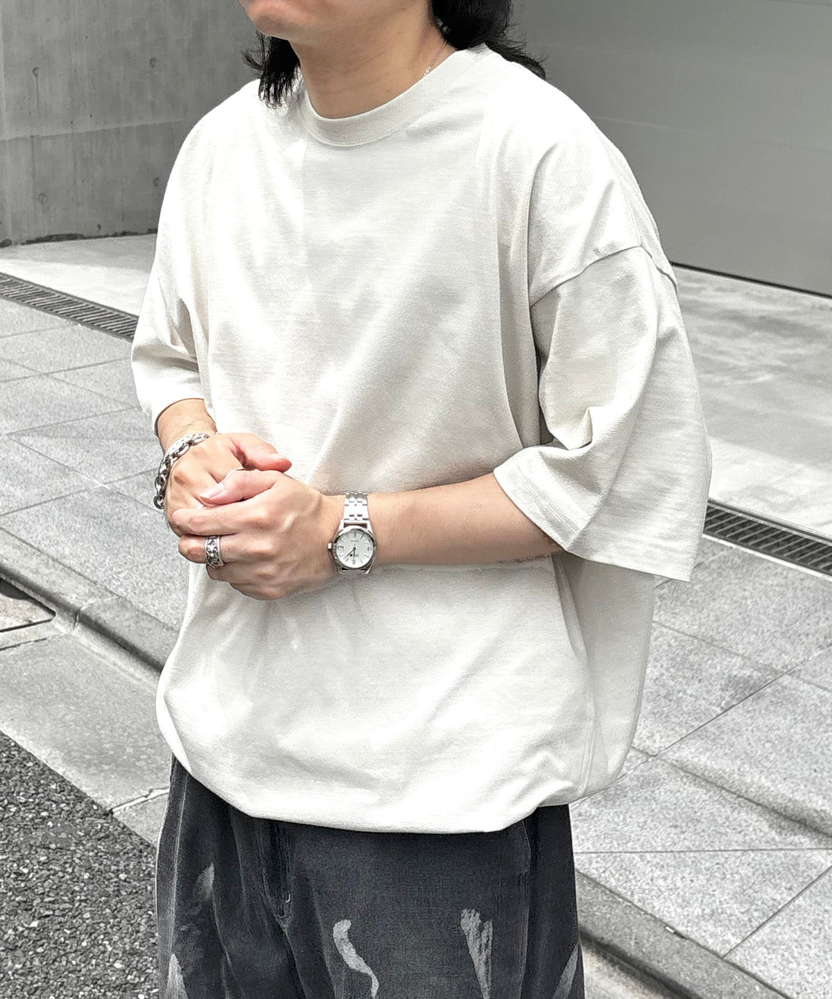 25SS プレーティング 裾ドローコード 半袖Tシャツ