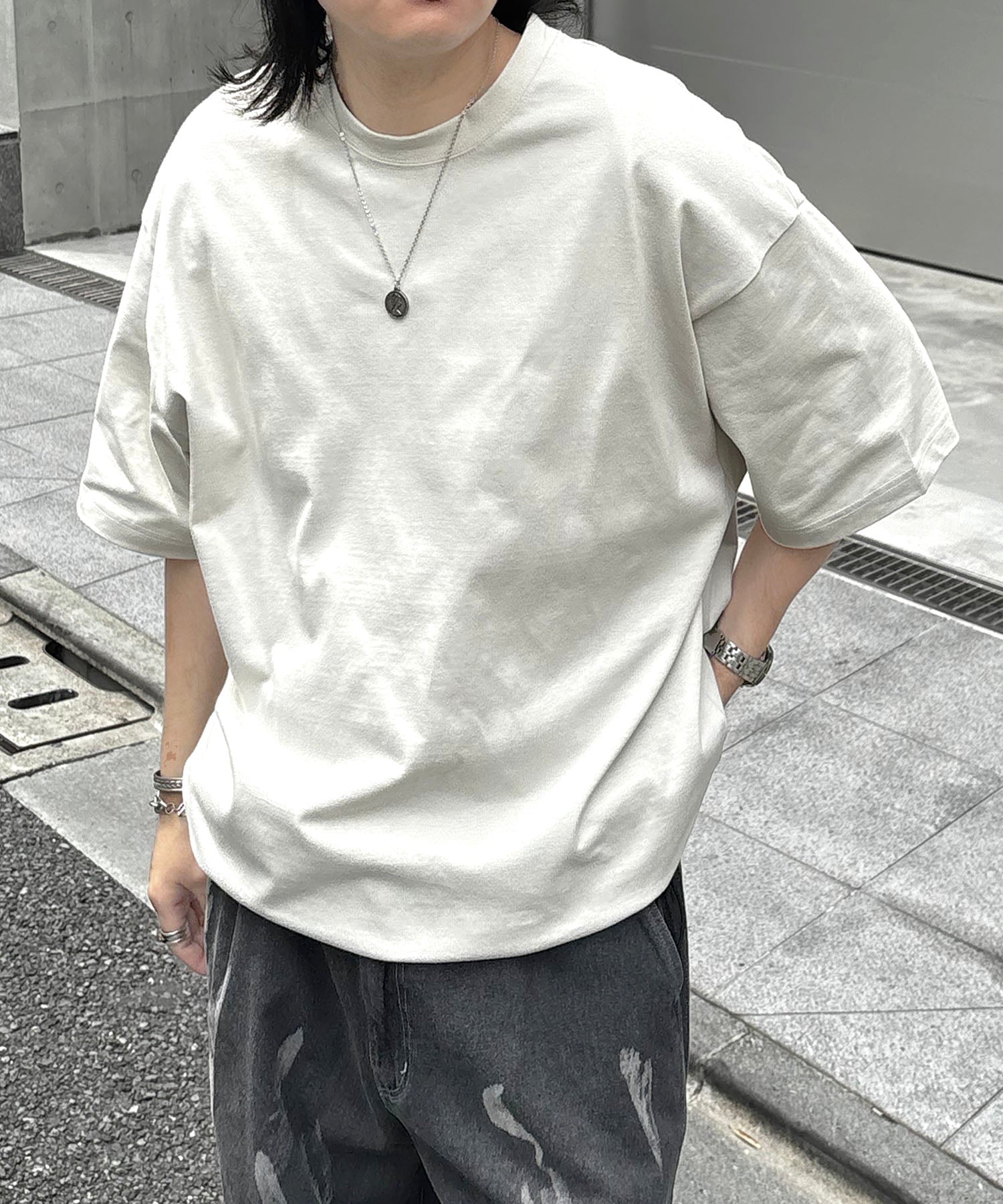 25SS プレーティング 裾ドローコード 半袖Tシャツ