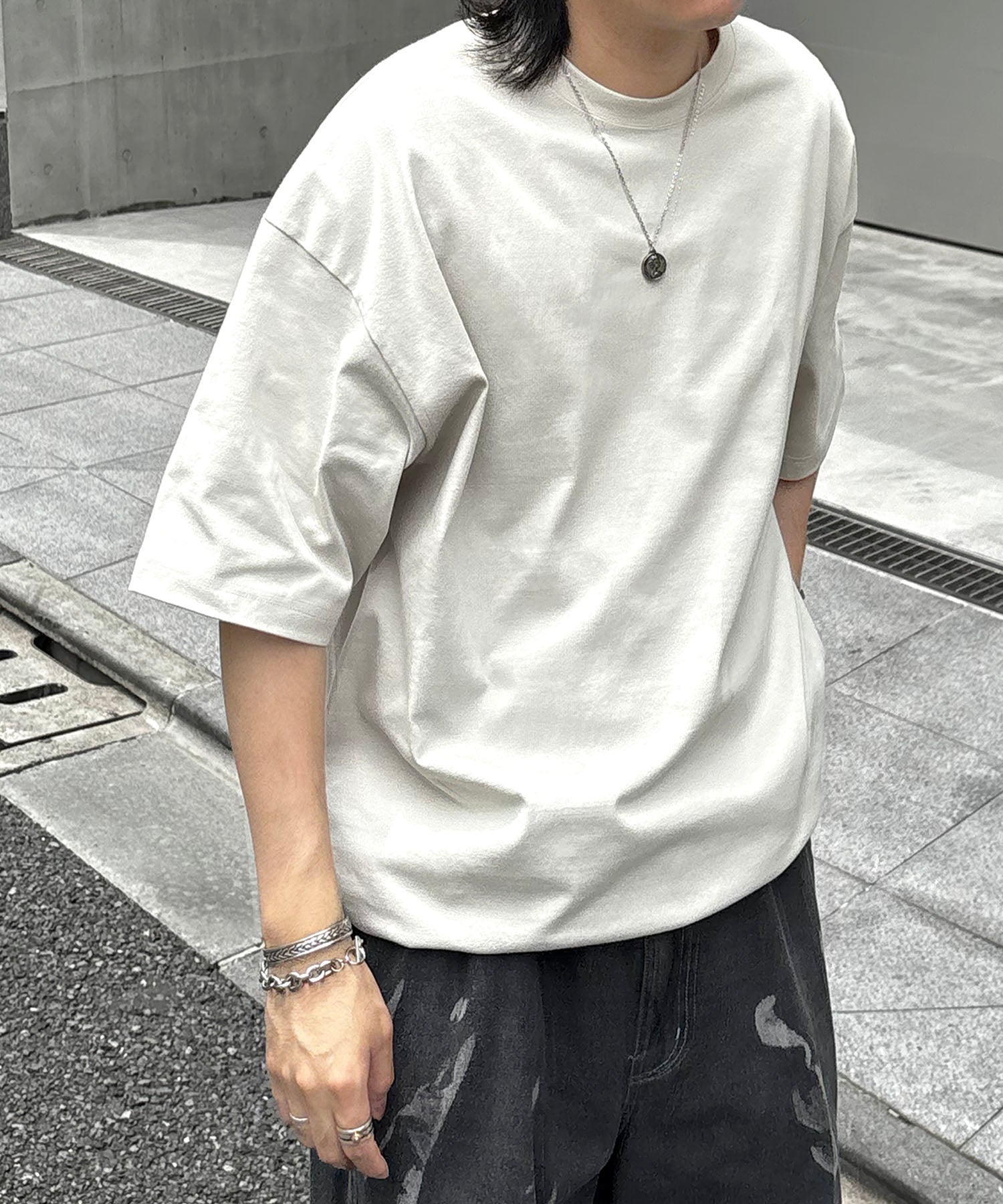 25SS プレーティング 裾ドローコード 半袖Tシャツ