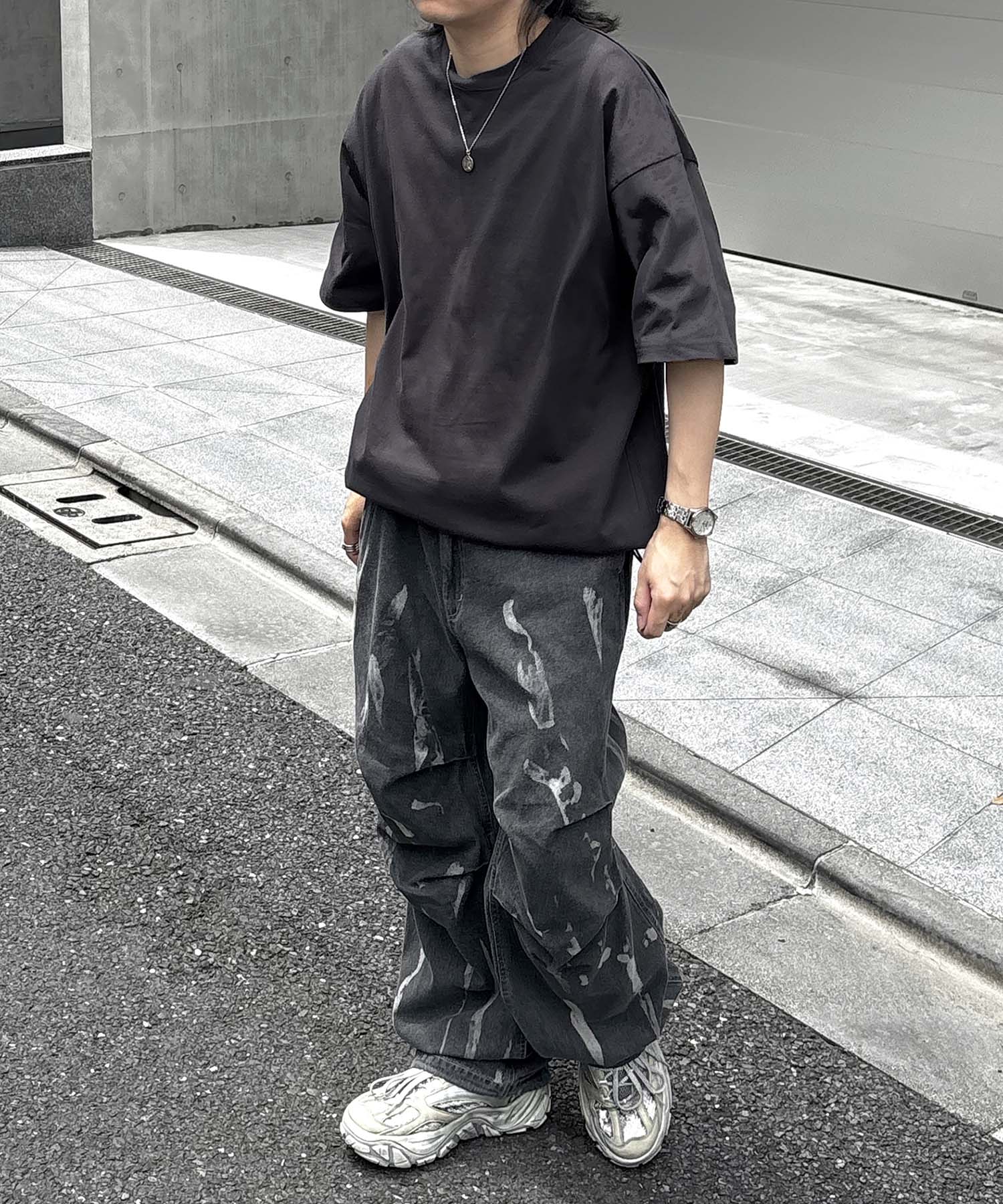 25SS プレーティング 裾ドローコード 半袖Tシャツ
