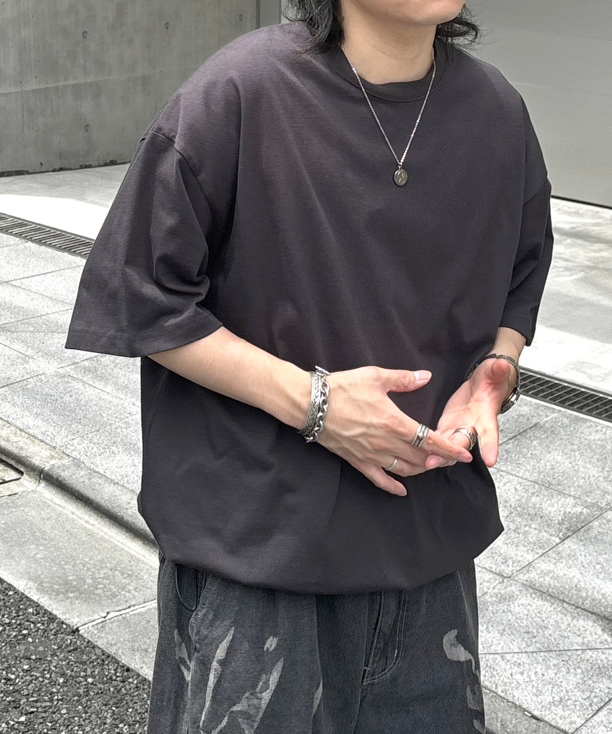 25SS プレーティング 裾ドローコード 半袖Tシャツ