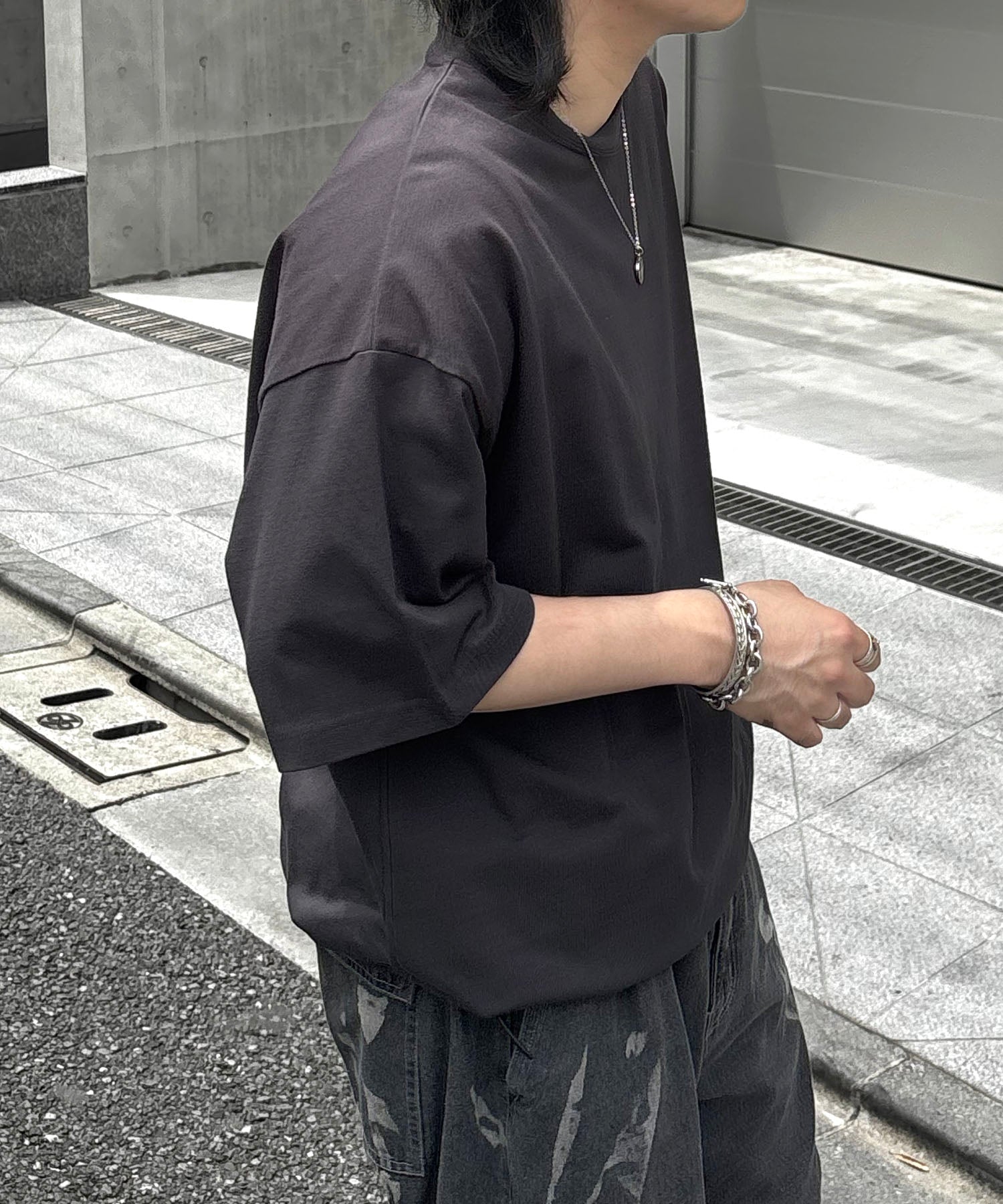 25SS プレーティング 裾ドローコード 半袖Tシャツ
