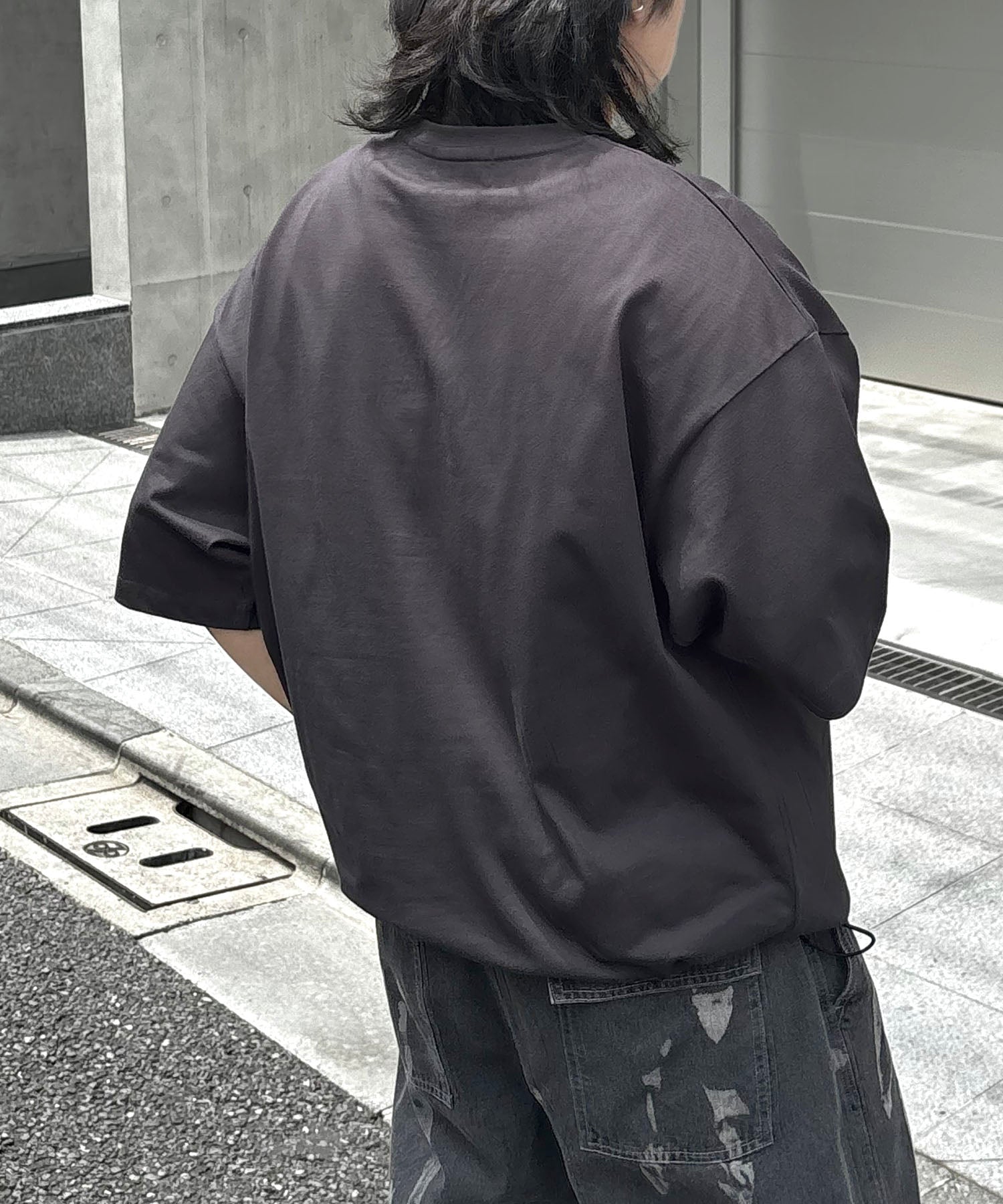 25SS プレーティング 裾ドローコード 半袖Tシャツ