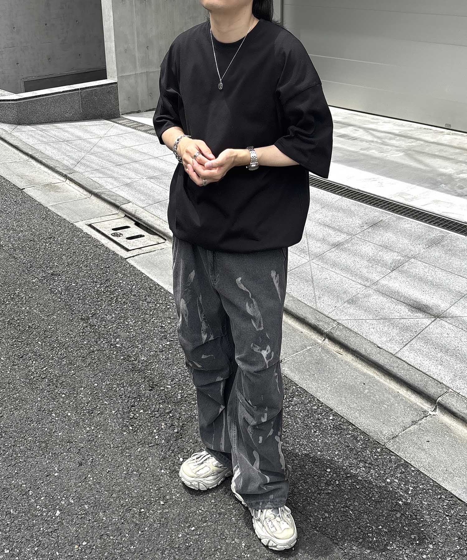 25SS プレーティング 裾ドローコード 半袖Tシャツ