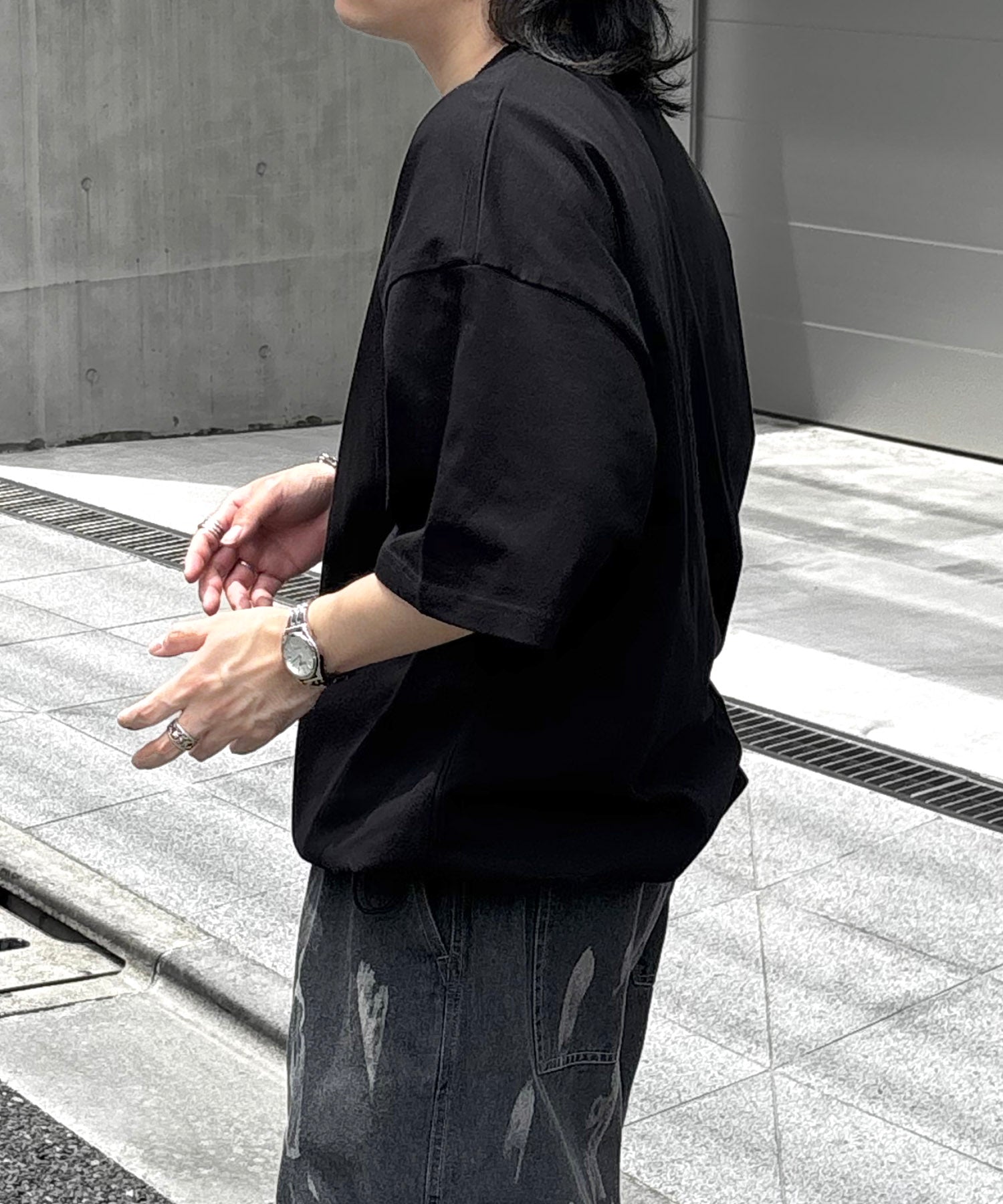 25SS プレーティング 裾ドローコード 半袖Tシャツ