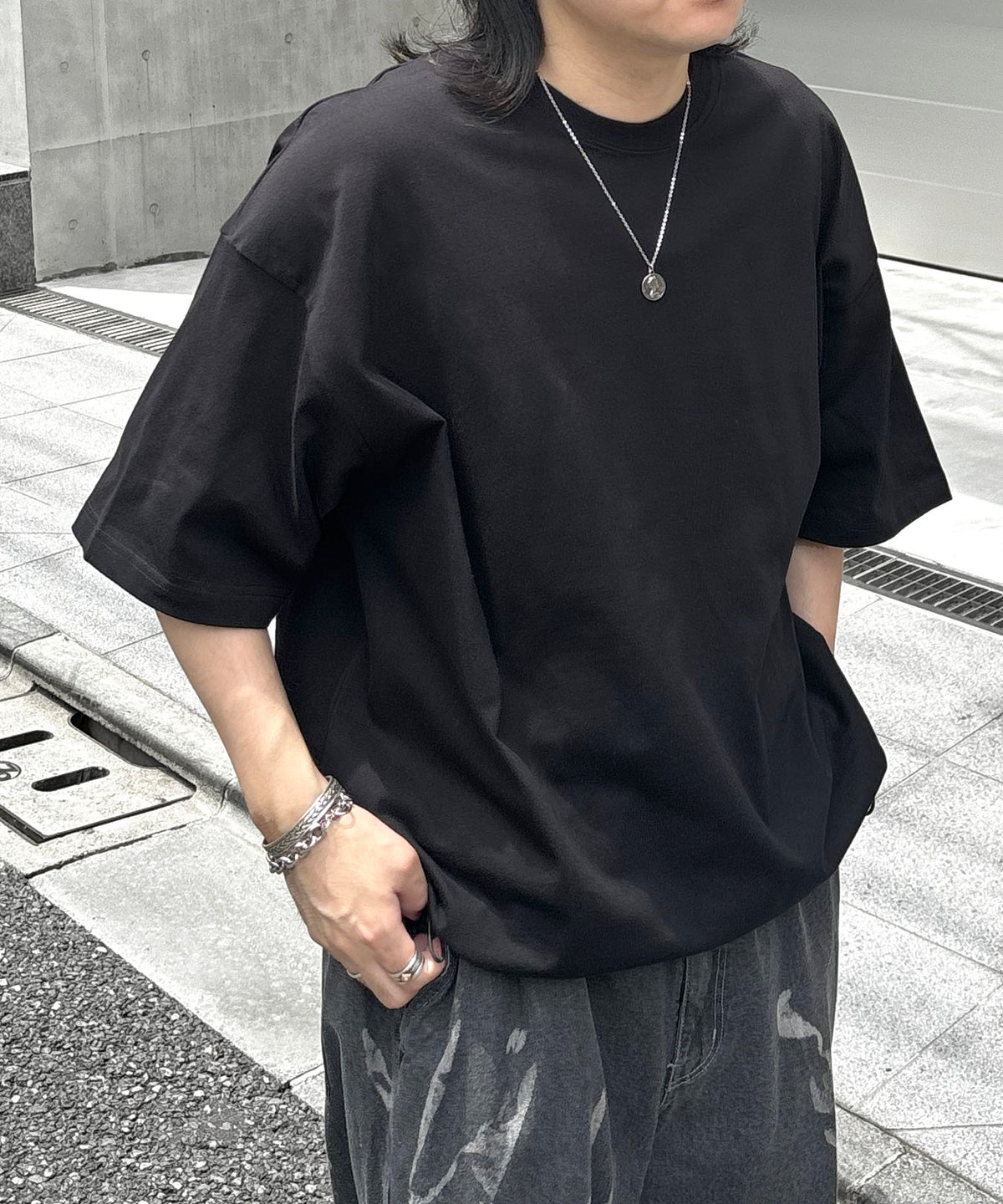 25SS プレーティング 裾ドローコード 半袖Tシャツ