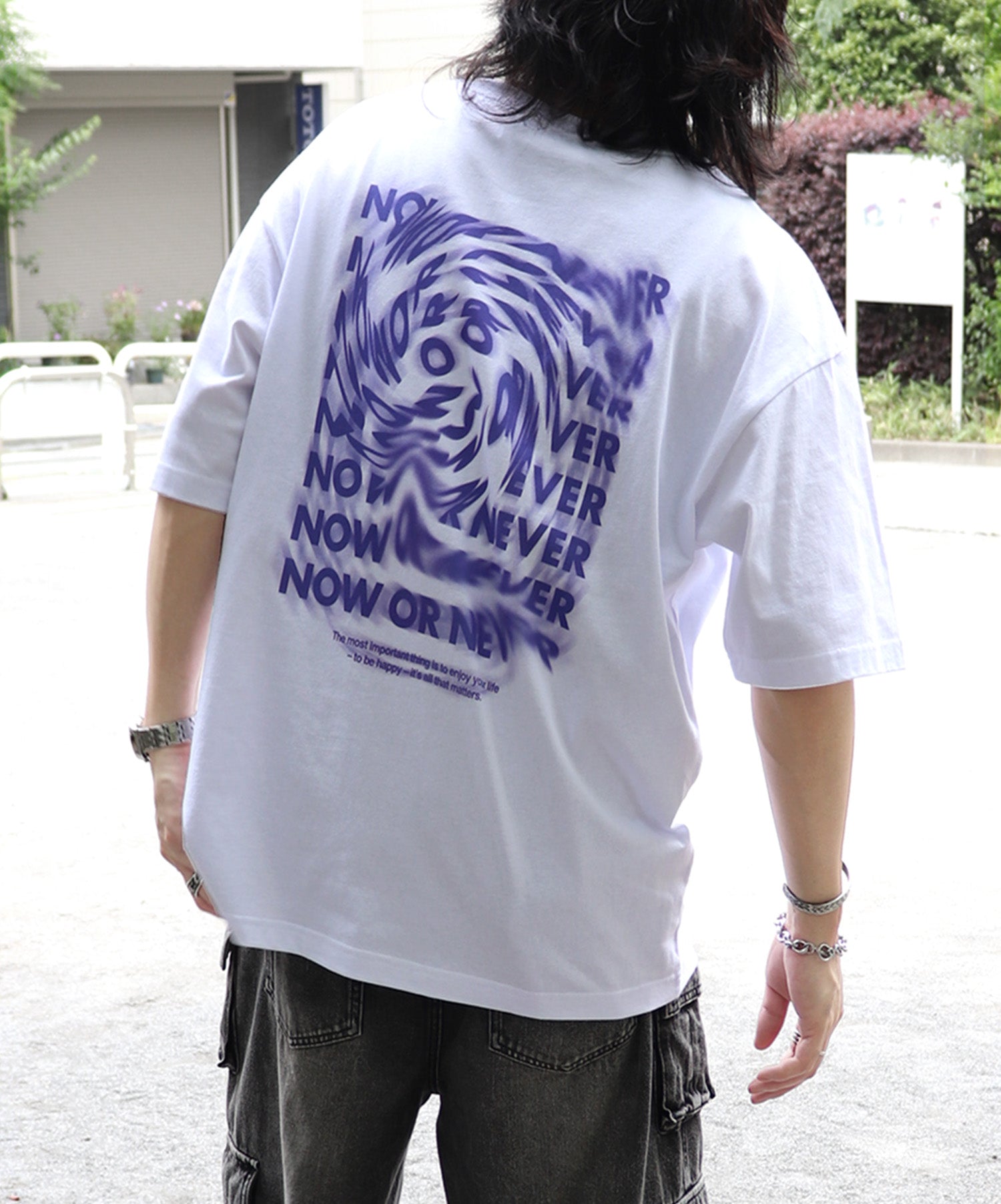 25SS 韓国風バックプリント ビッグシルエット バックプリント 半袖Tシャツ ワンポイント