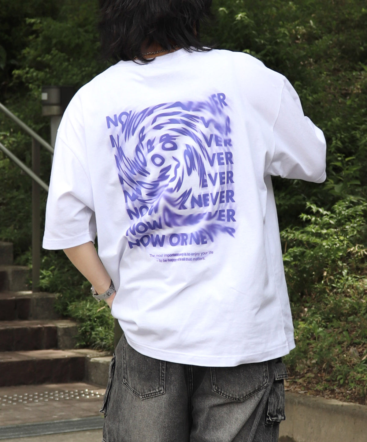 25SS 韓国風バックプリント ビッグシルエット バックプリント 半袖Tシャツ ワンポイント