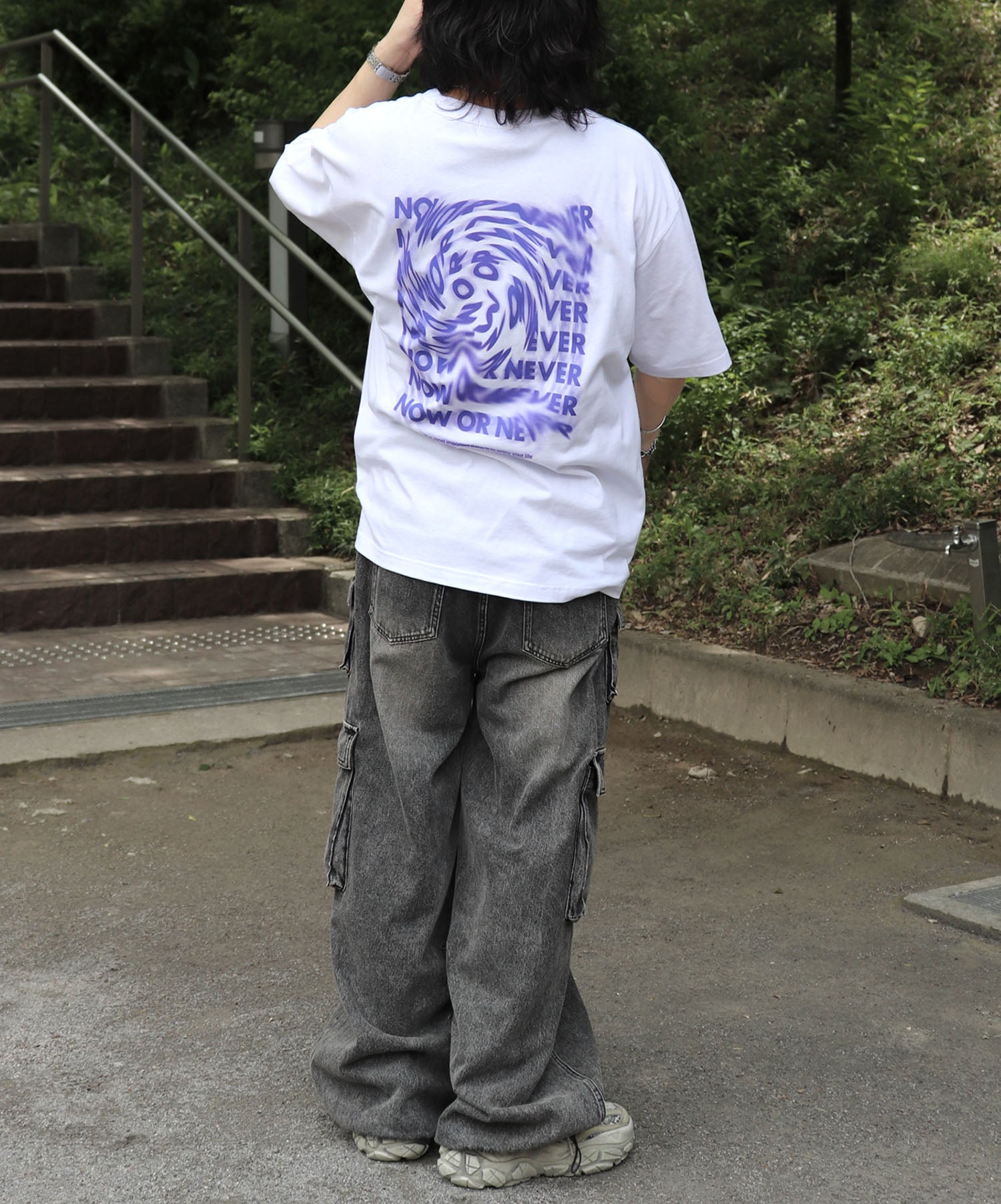 25SS 韓国風バックプリント ビッグシルエット バックプリント 半袖Tシャツ ワンポイント
