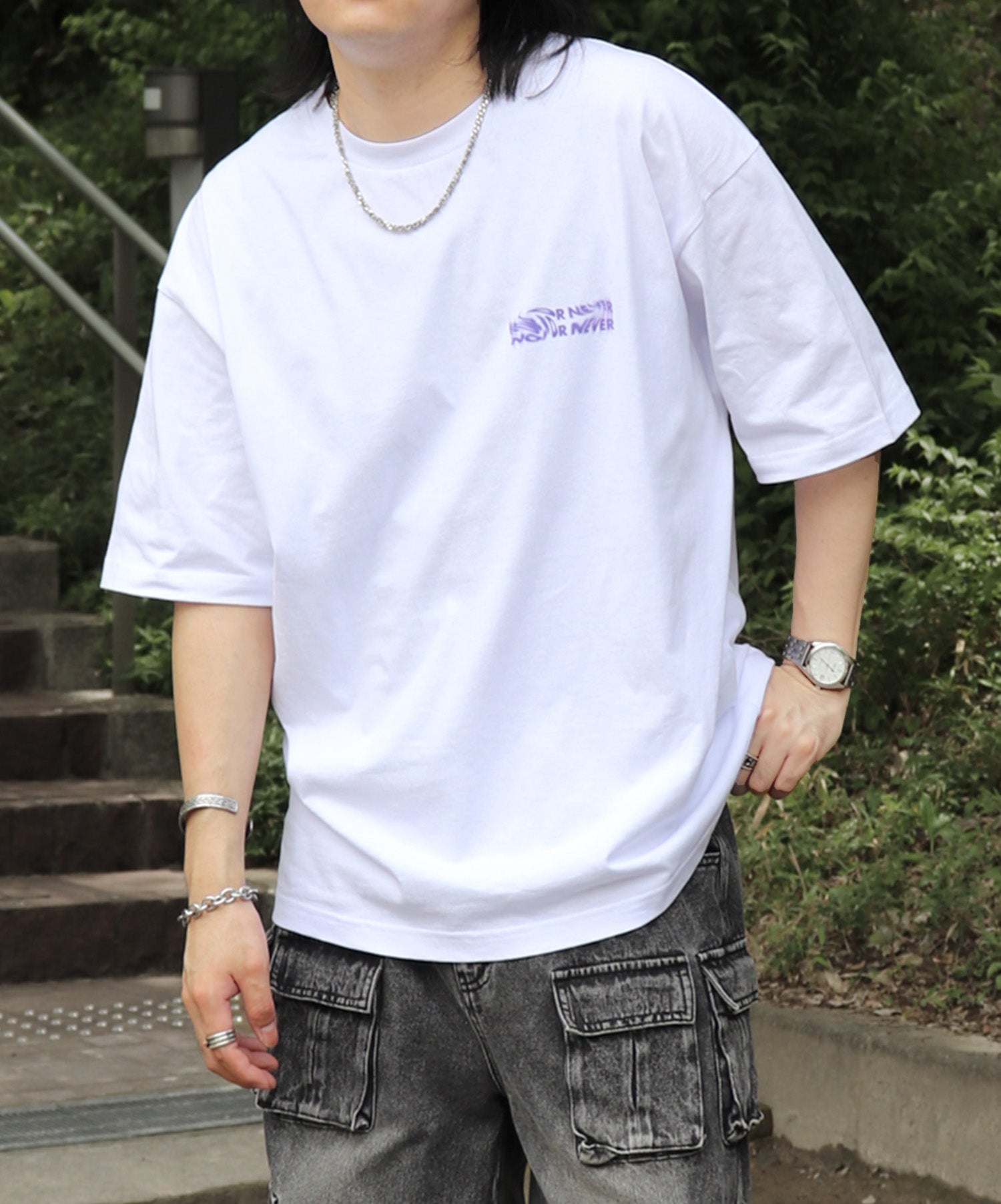 25SS 韓国風バックプリント ビッグシルエット バックプリント 半袖Tシャツ ワンポイント