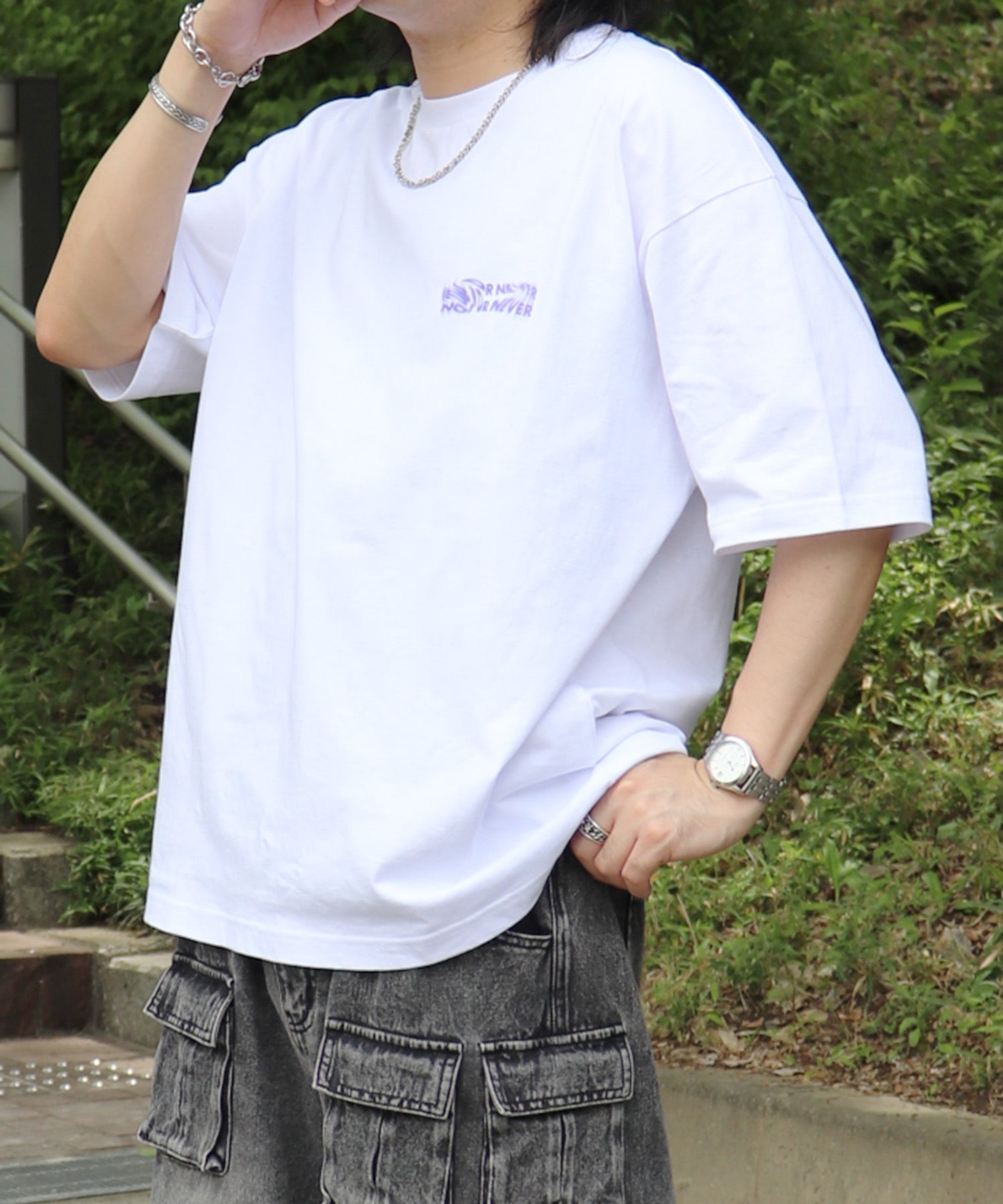 25SS 韓国風バックプリント ビッグシルエット バックプリント 半袖Tシャツ ワンポイント