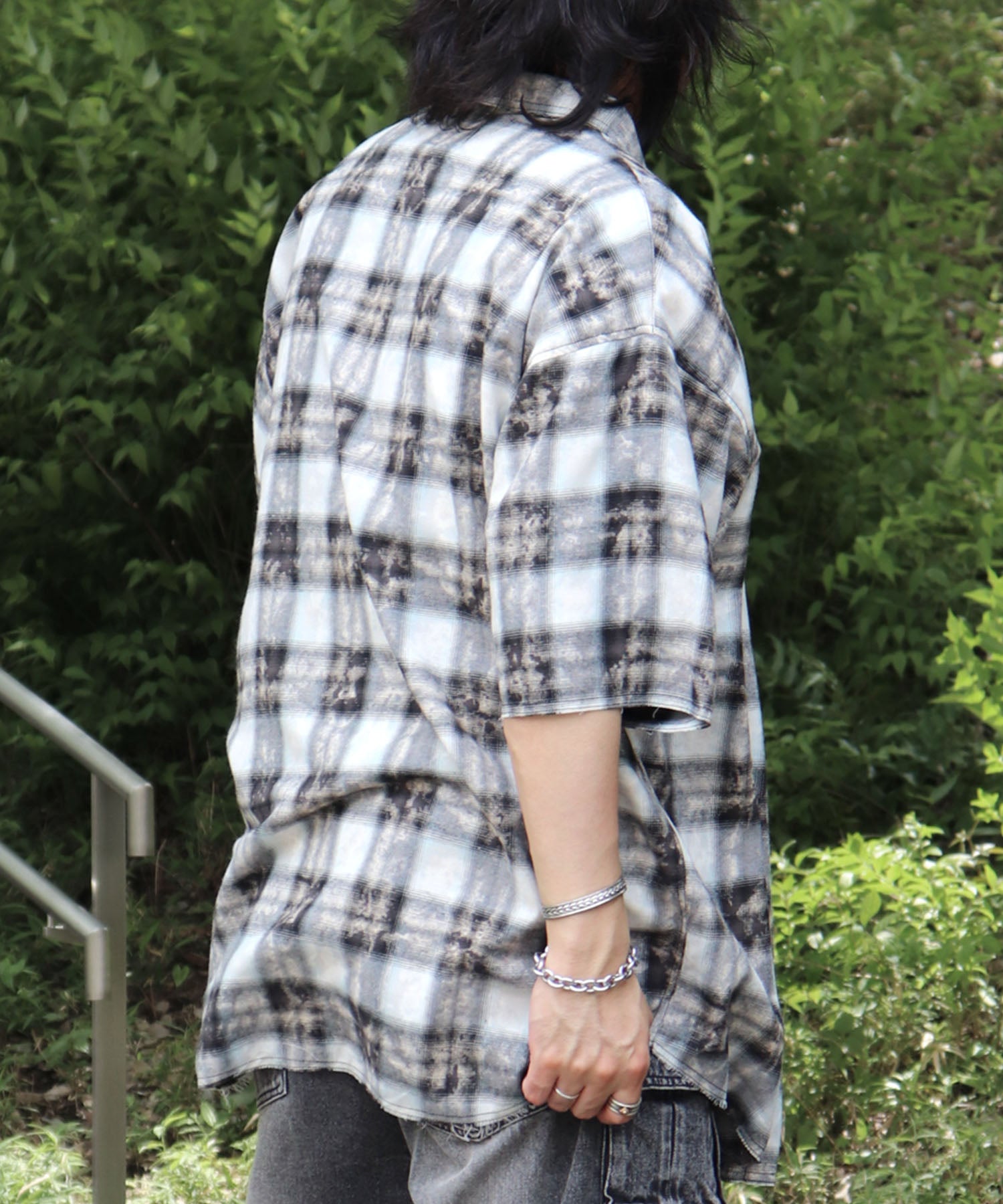 25SS ウォッシュ加工 半袖チェックシャツ