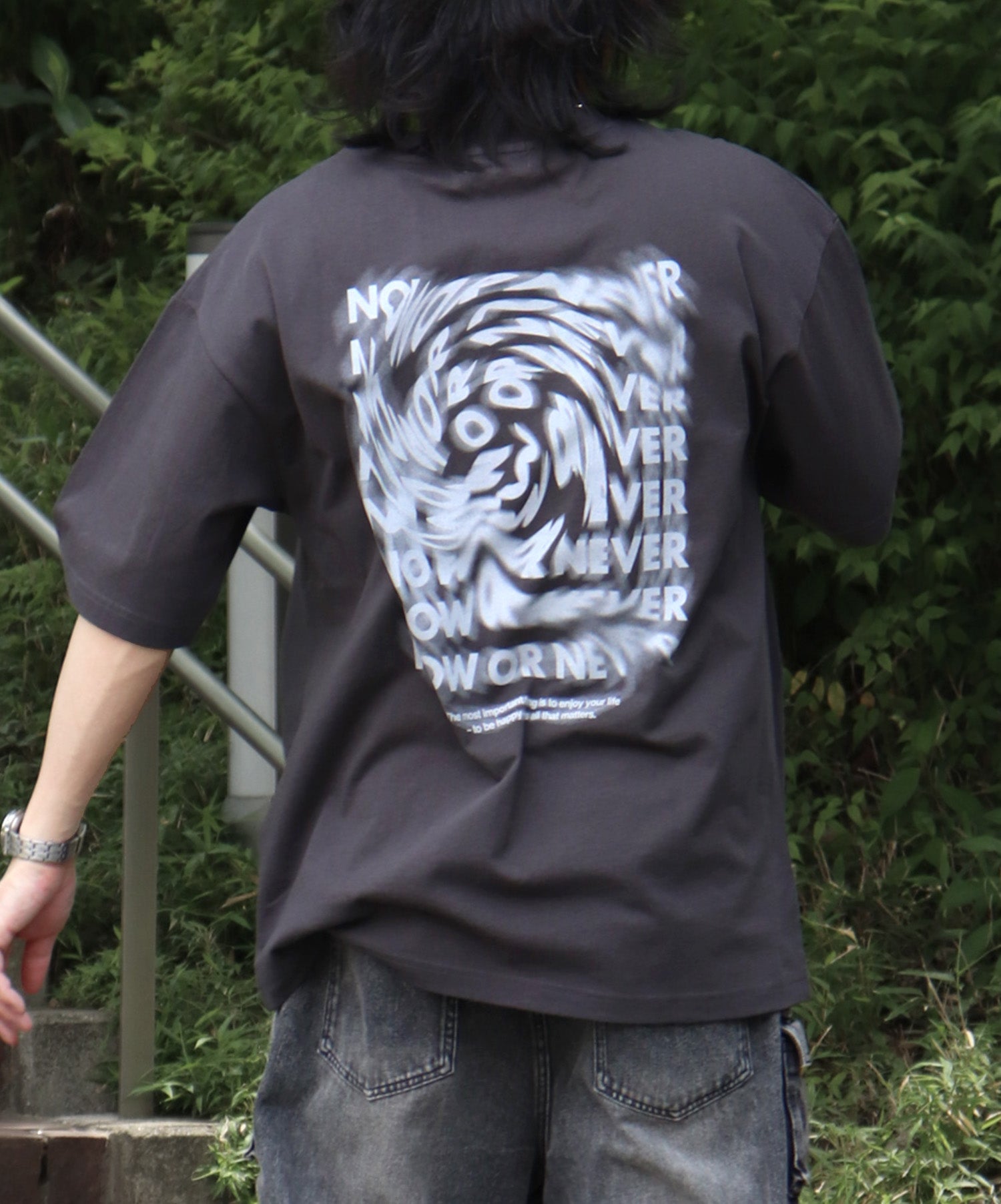 25SS 韓国風バックプリント ビッグシルエット バックプリント 半袖Tシャツ ワンポイント