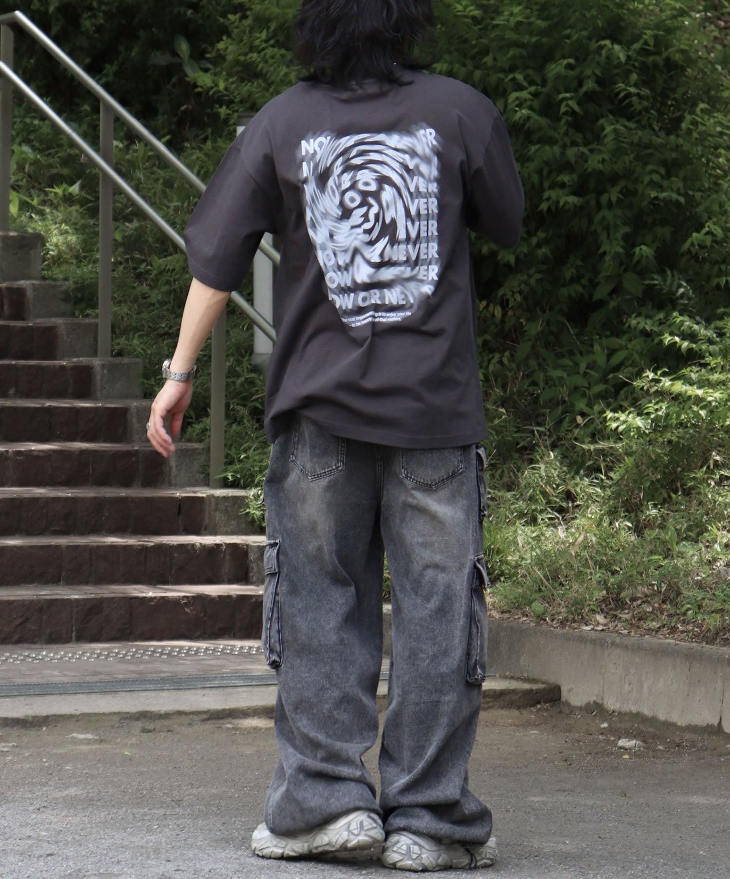 25SS 韓国風バックプリント ビッグシルエット バックプリント 半袖Tシャツ ワンポイント