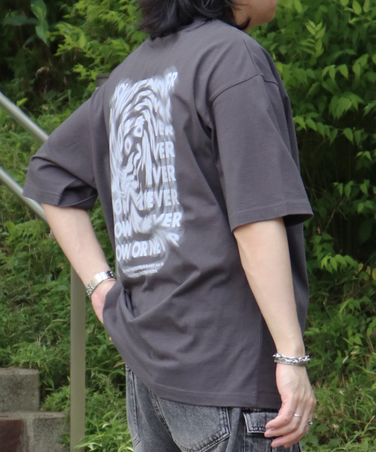 25SS 韓国風バックプリント ビッグシルエット バックプリント 半袖Tシャツ ワンポイント
