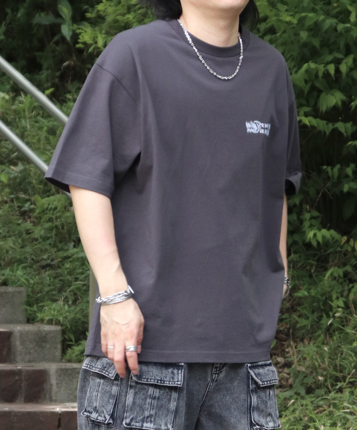 25SS 韓国風バックプリント ビッグシルエット バックプリント 半袖Tシャツ ワンポイント