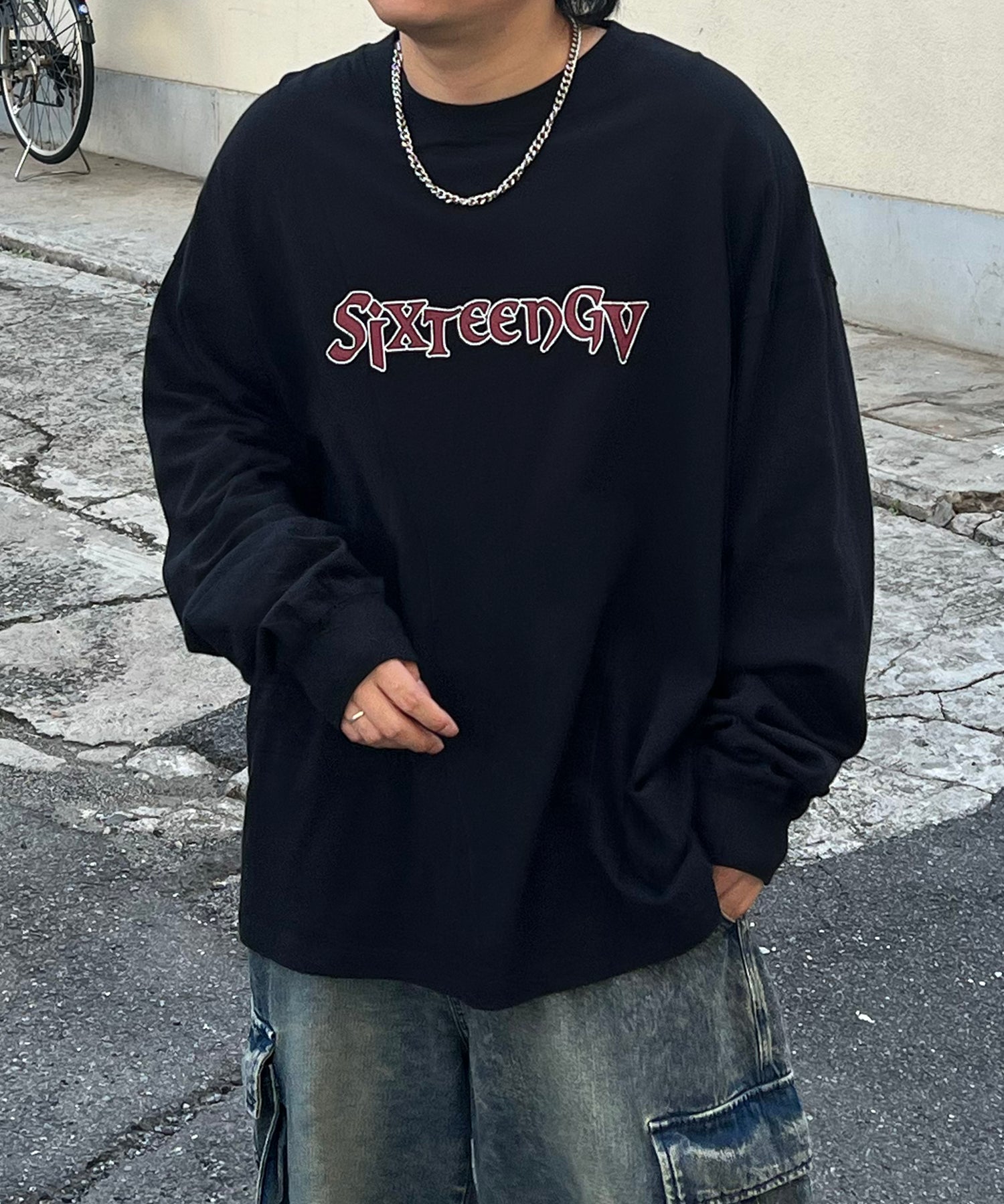 ヴィンテージライク レトロプリント ピグメント加工 ビッグシルエット バンドロンT