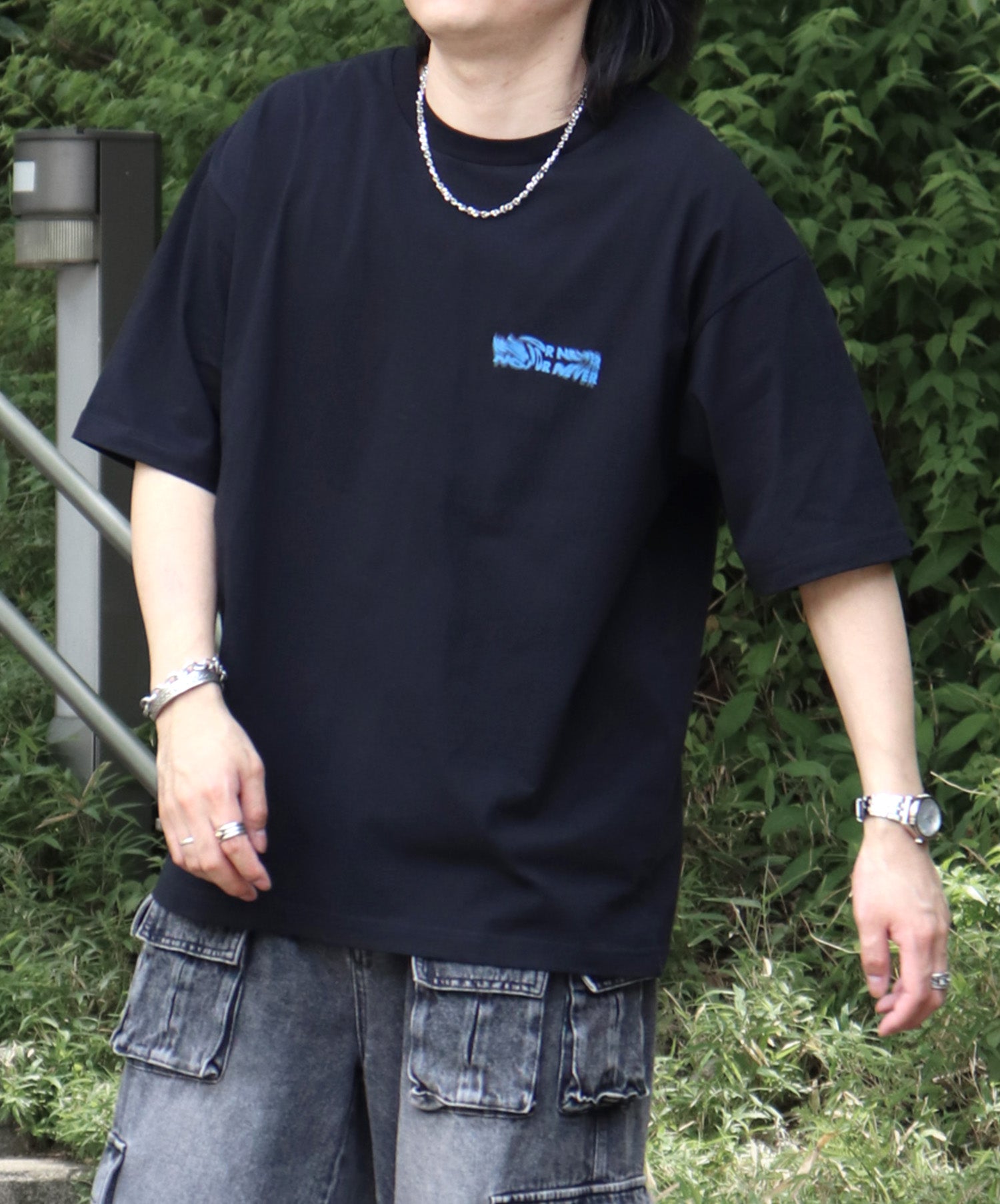 25SS 韓国風バックプリント ビッグシルエット バックプリント 半袖Tシャツ ワンポイント