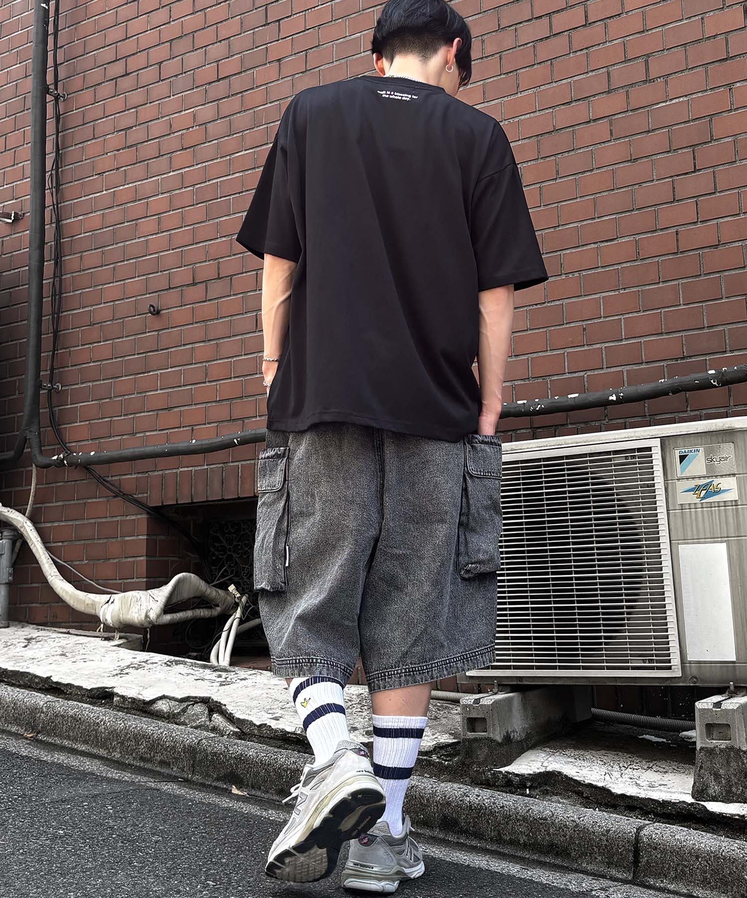 25SS 新柄追加 ワンポイント刺繍ロゴ ヒゲオジ / デイリーウォーキング ビッグシルエット半袖Tシャツ