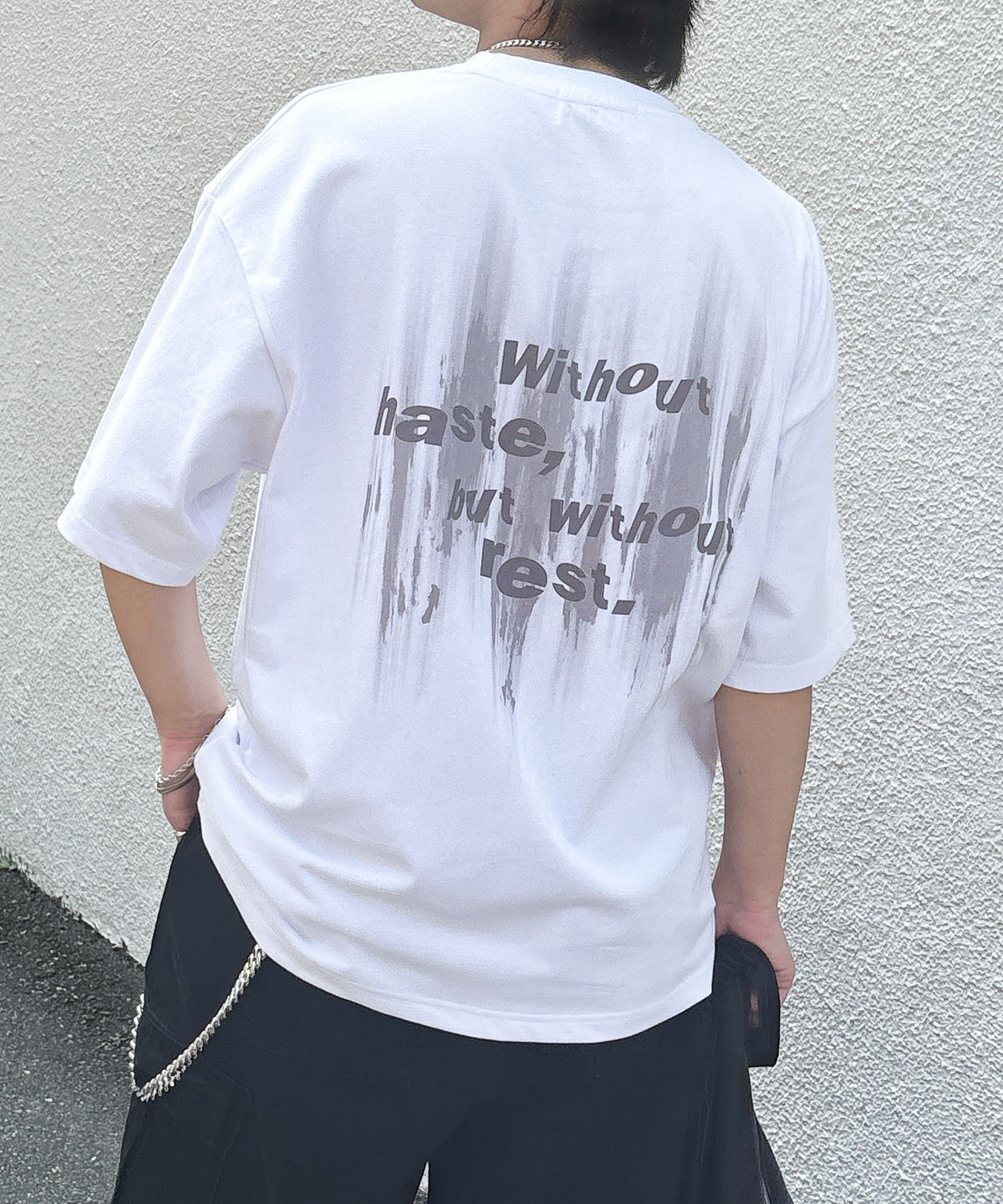 25SS ビッグシルエット プレーティング グラフィック プリント 半袖Tシャツ