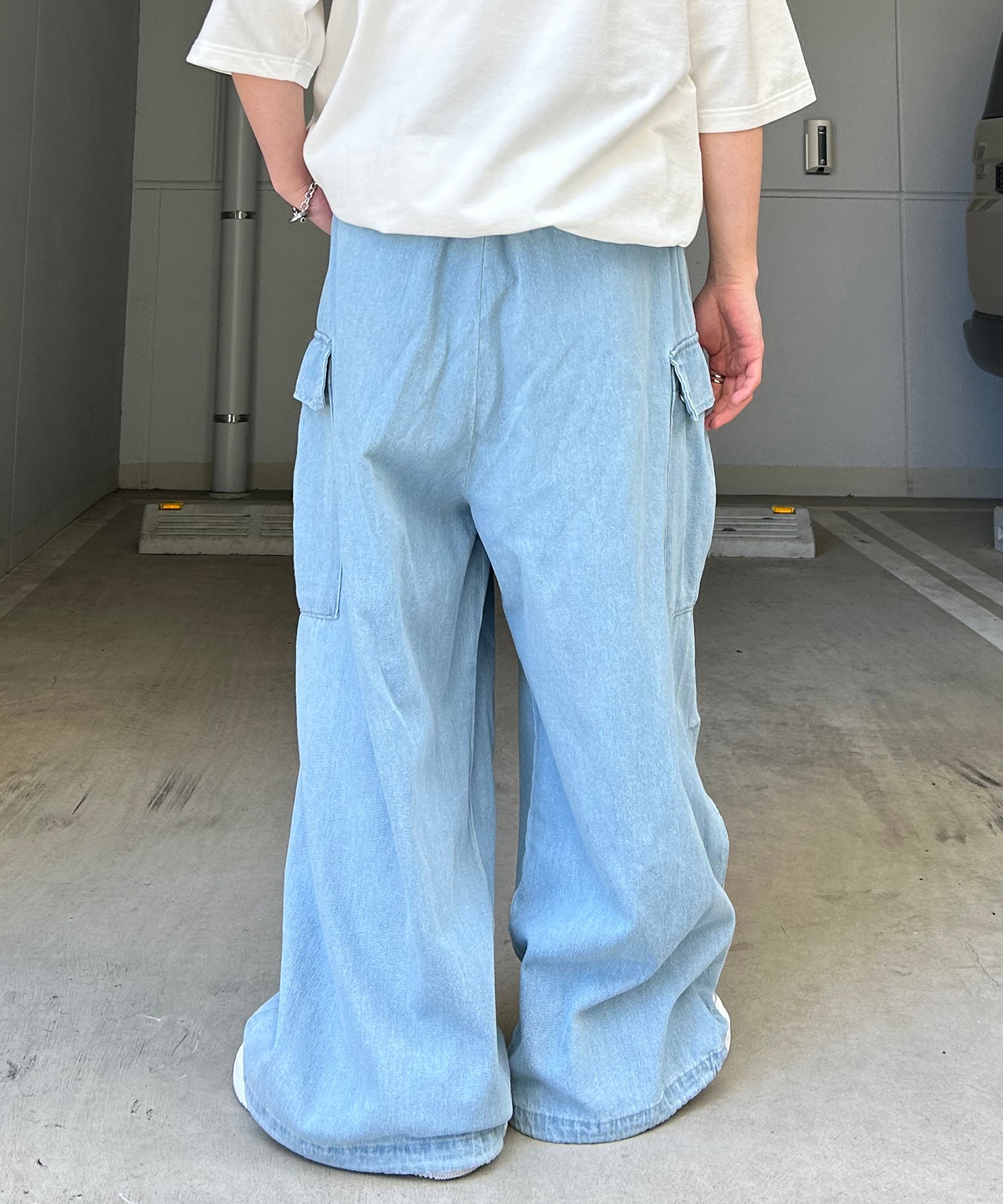 25SS【新色追加】セットアップ対応 ミリタリーワイドカーゴパンツ オーバーサイズ  サイドポケット 裾ドローコード パラシュートパンツ