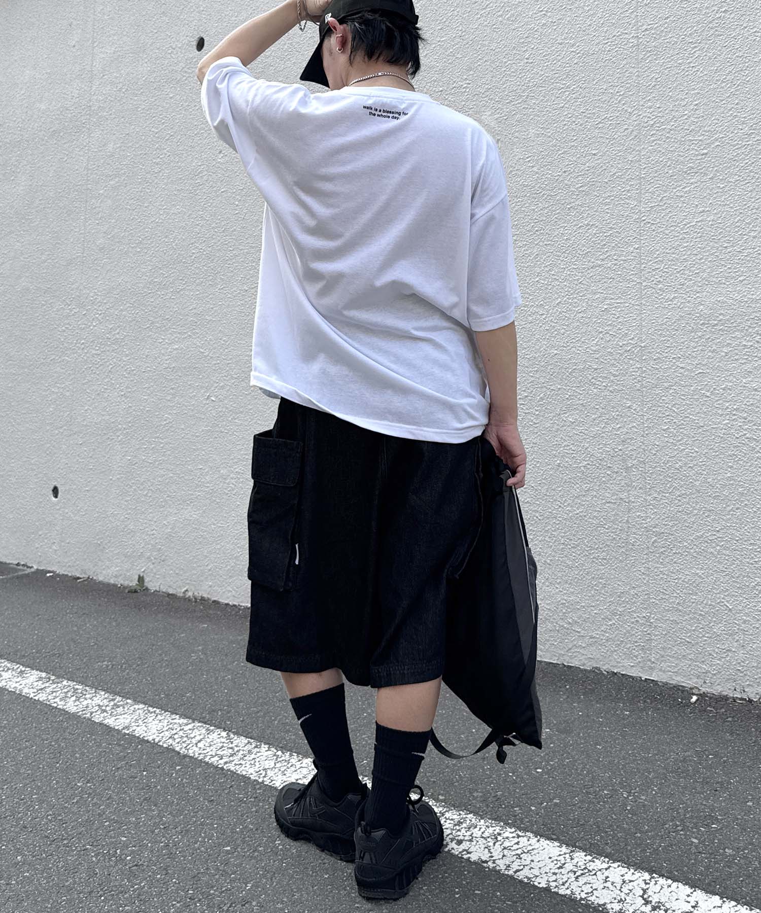 25SS 新柄追加 ワンポイント刺繍ロゴ ヒゲオジ / デイリーウォーキング ビッグシルエット半袖Tシャツ