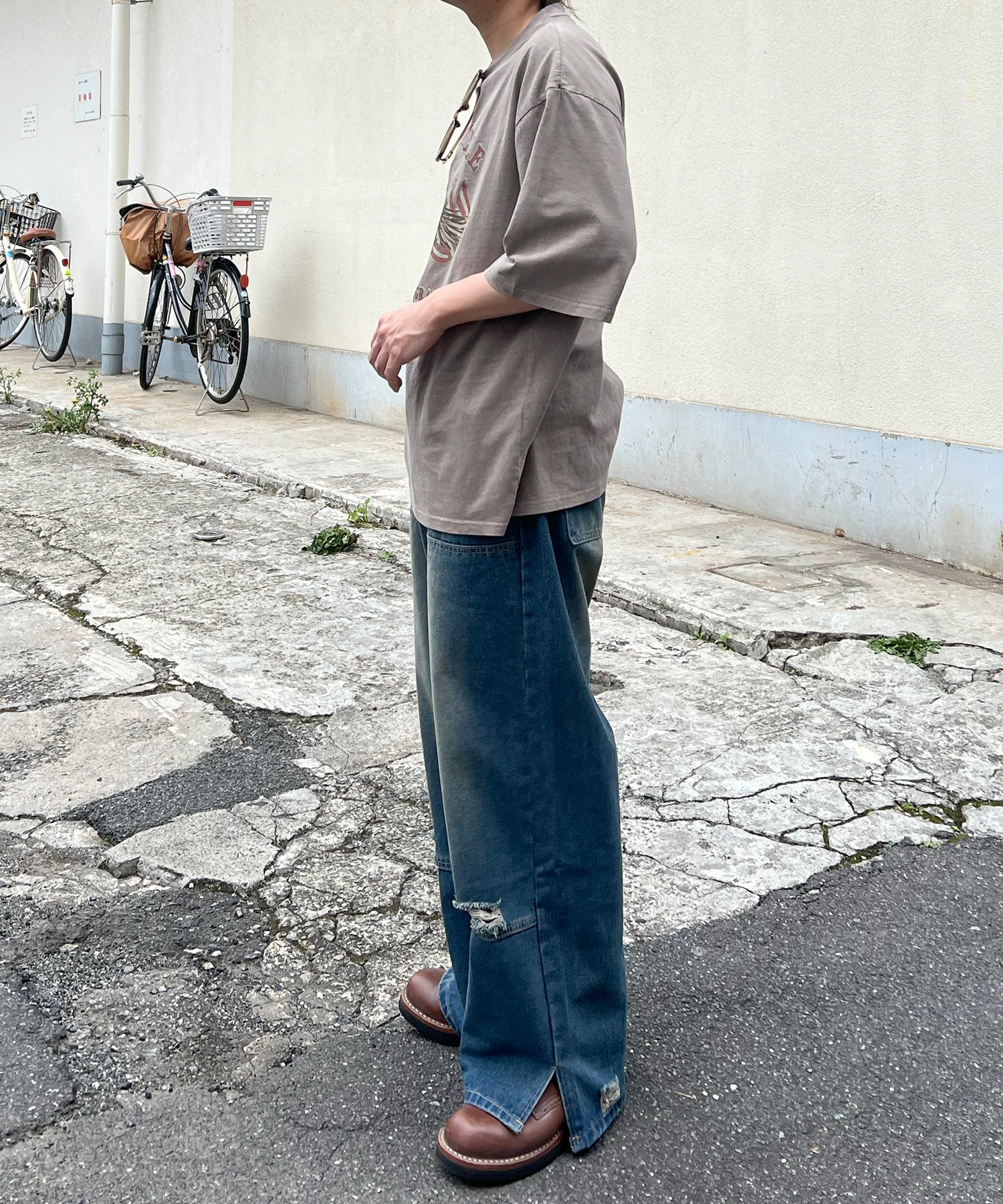 ヴィンテージライク ピグメント加工 アメカジ風 レトロプリント ロックTシャツ