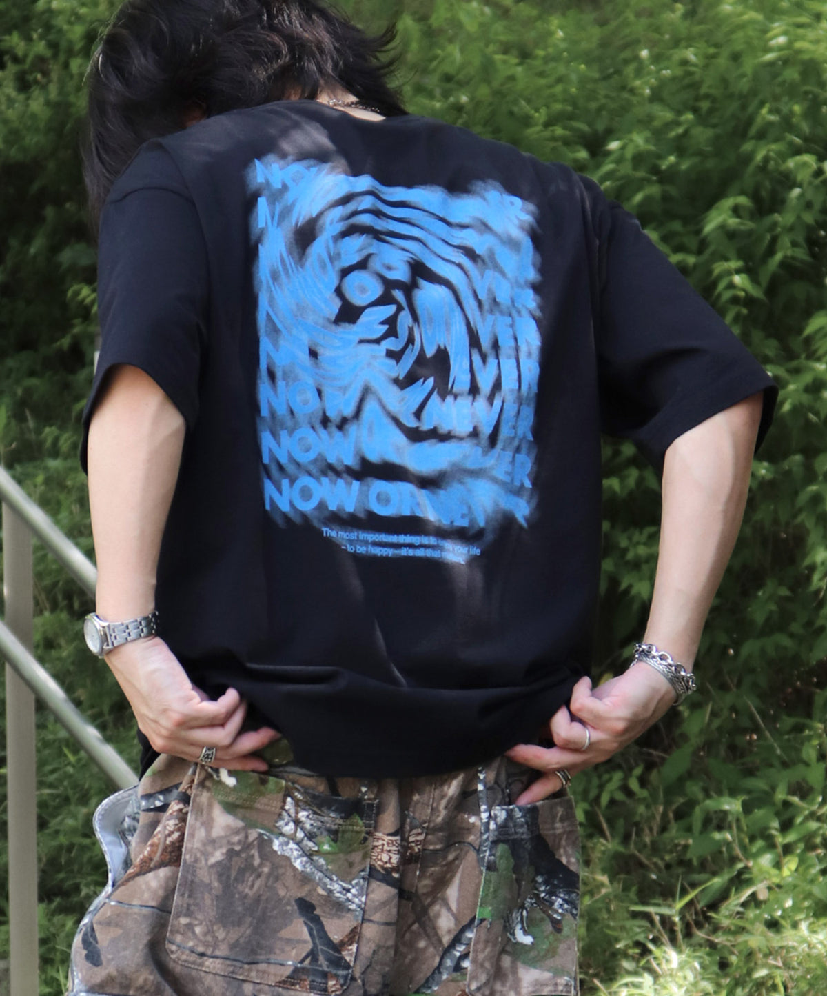 25SS 韓国風バックプリント ビッグシルエット バックプリント 半袖Tシャツ ワンポイント