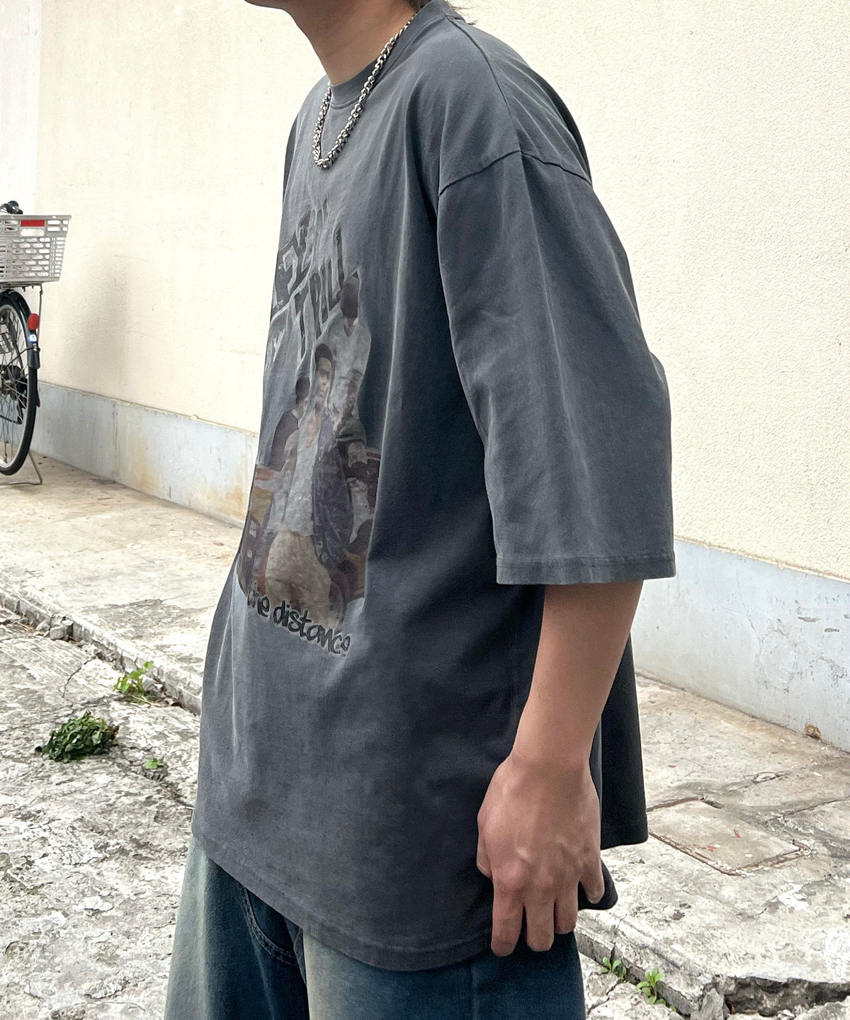 ヴィンテージライク ピグメント加工 アメカジ風 レトロプリント ロックTシャツ