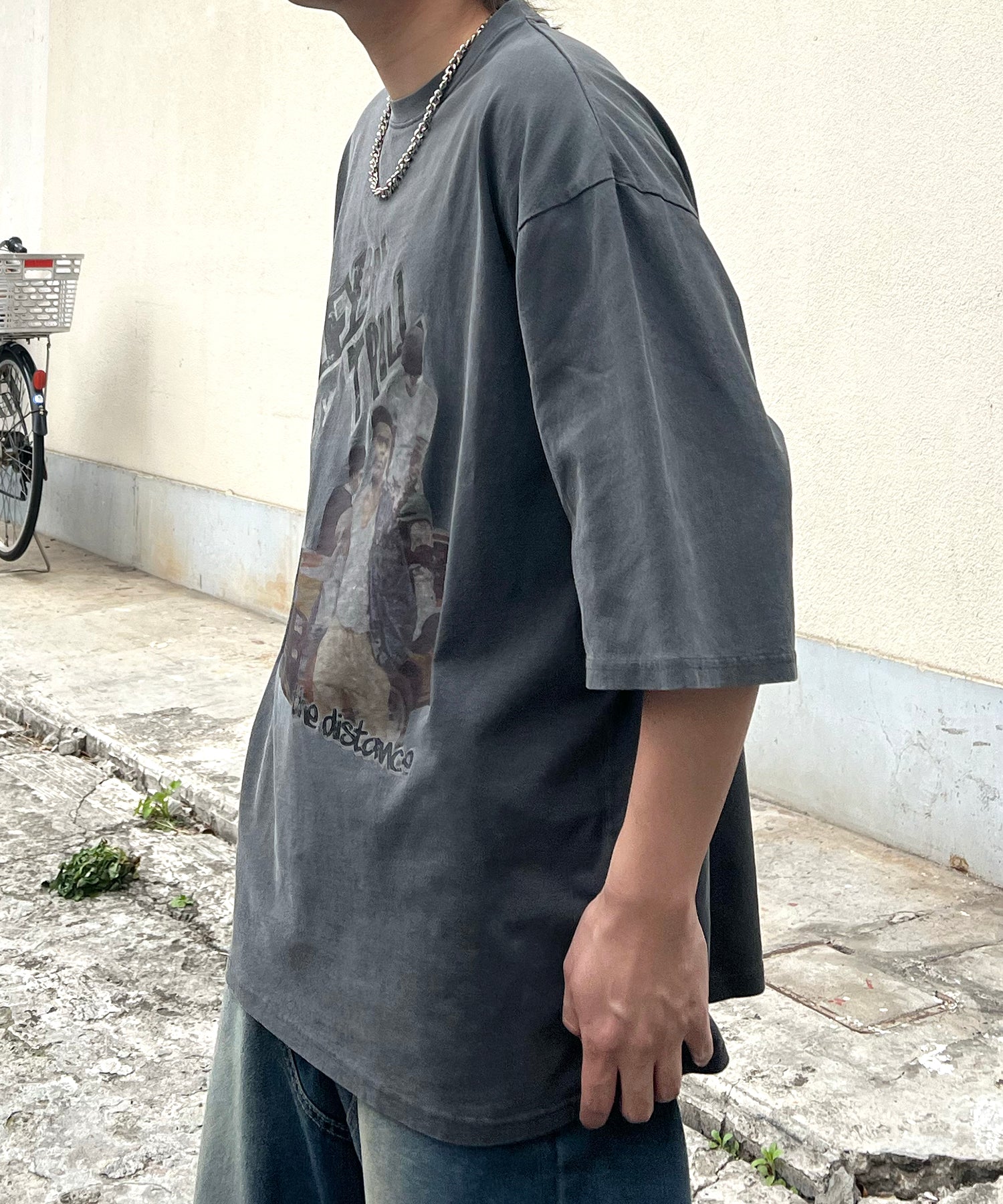 ヴィンテージライク ピグメント加工 アメカジ風 レトロプリント ロックTシャツ