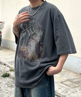 ヴィンテージライク ピグメント加工 アメカジ風 レトロプリント ロックTシャツ
