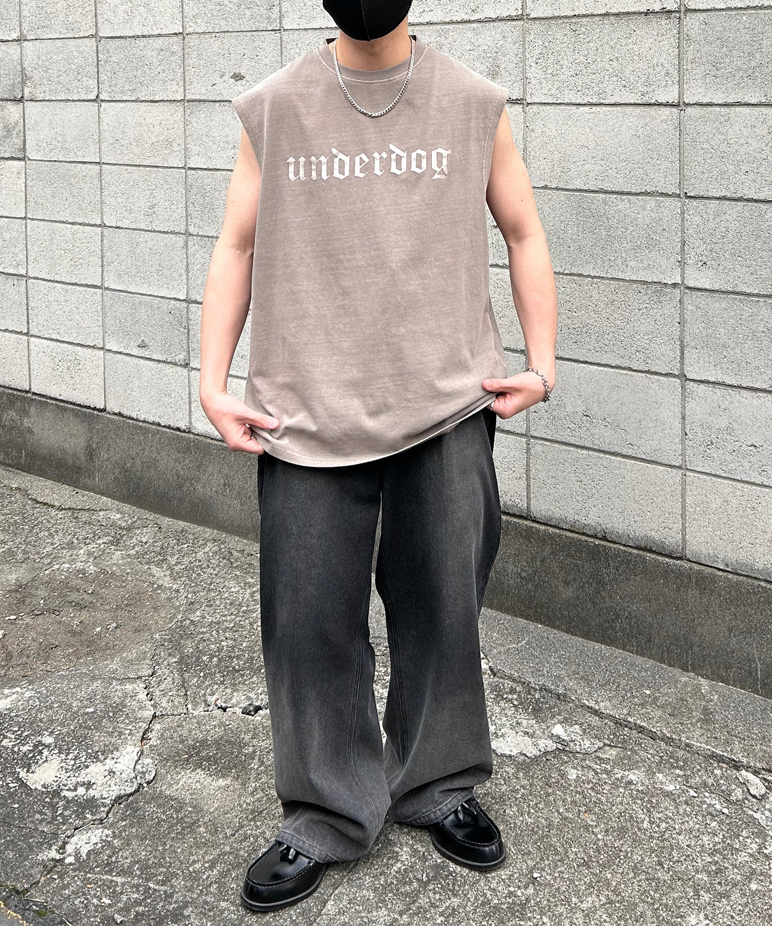 ヴィンテージライク ピグメント加工 アメカジ風 レトロプリント ノースリーブ