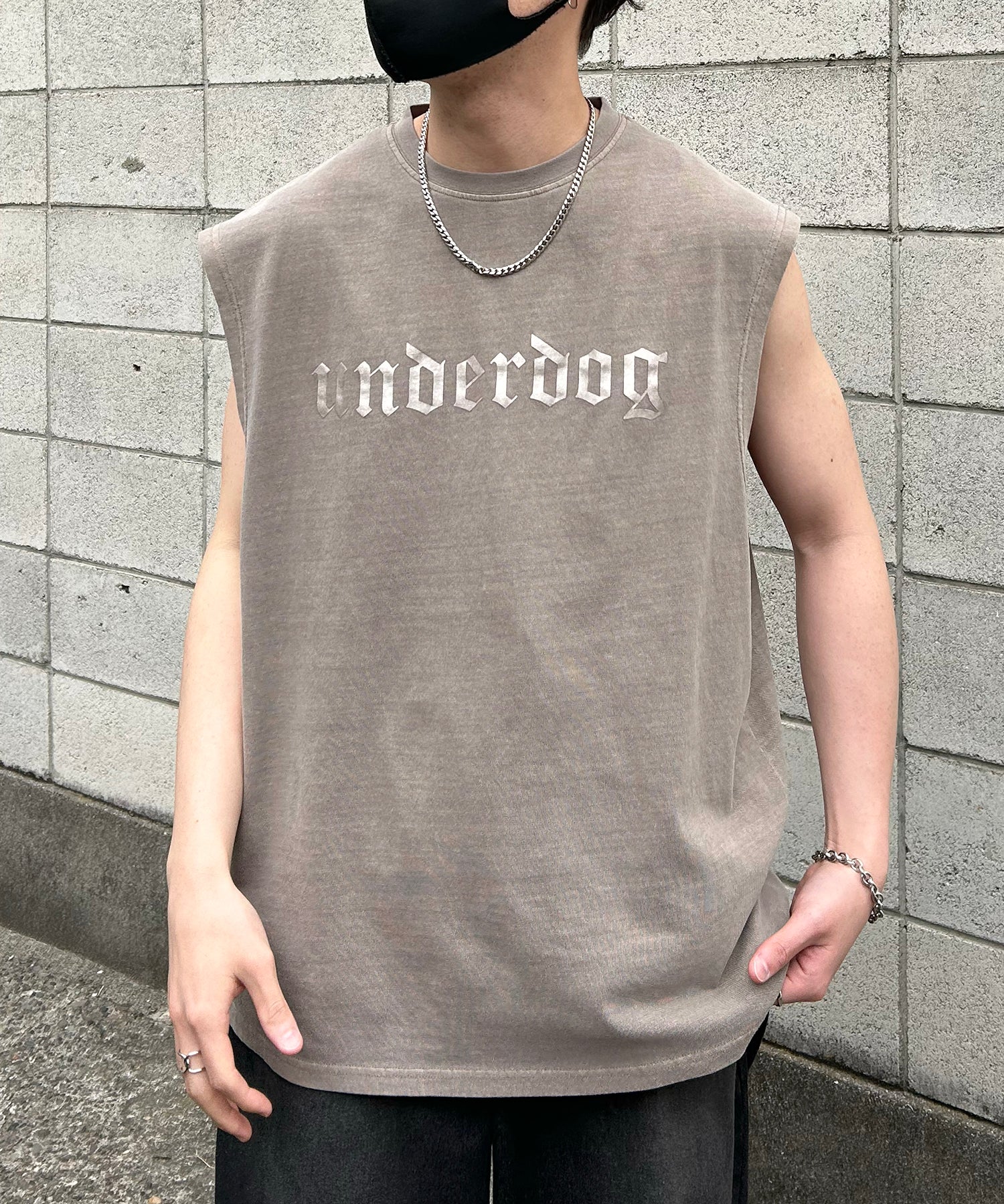 ヴィンテージライク ピグメント加工 アメカジ風 レトロプリント ノースリーブ