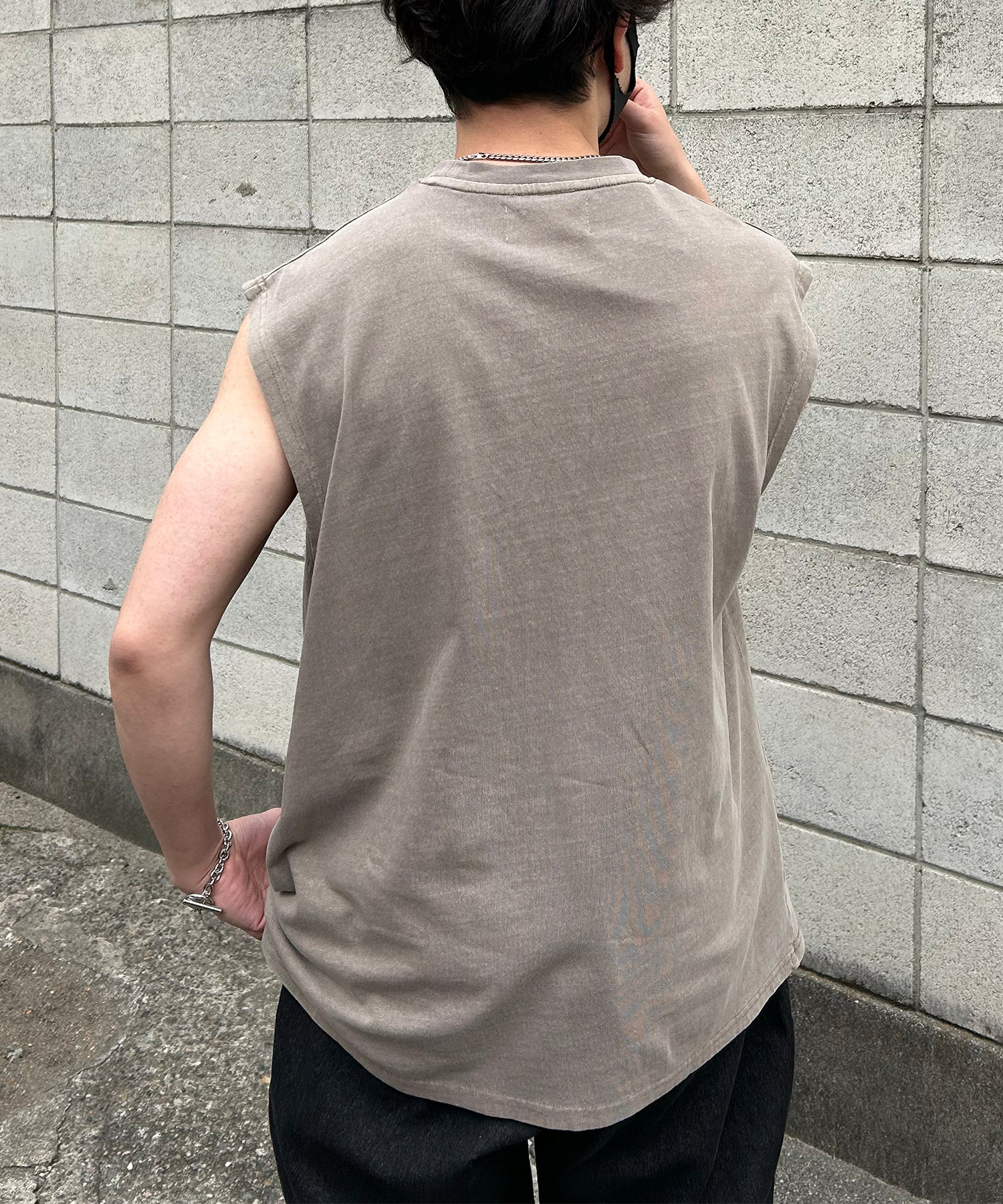 ヴィンテージライク ピグメント加工 アメカジ風 レトロプリント ノースリーブ