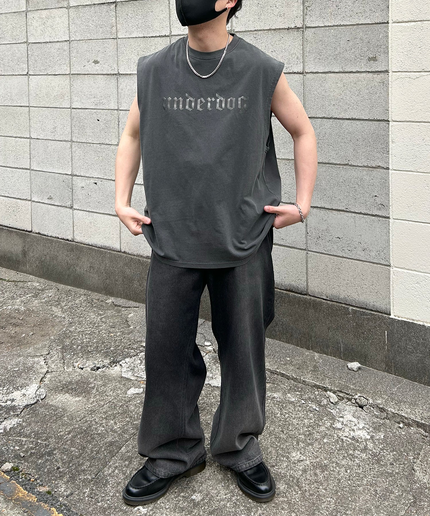 ヴィンテージライク ピグメント加工 アメカジ風 レトロプリント ノースリーブ