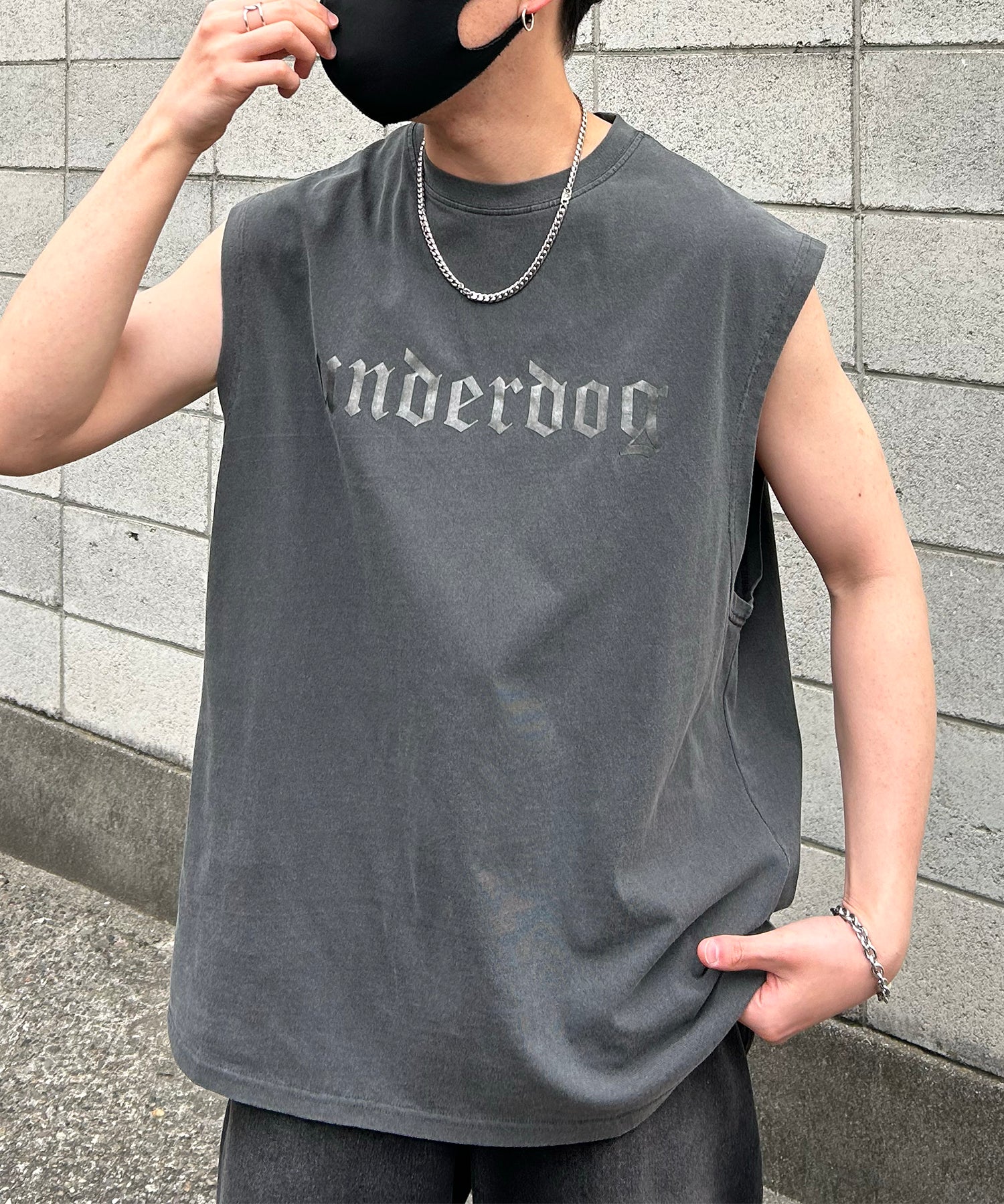 ヴィンテージライク ピグメント加工 アメカジ風 レトロプリント ノースリーブ