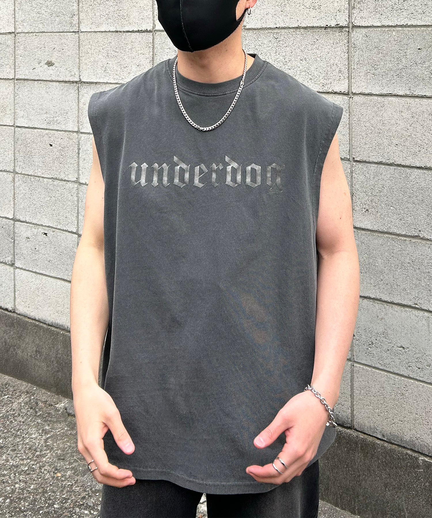 ヴィンテージライク ピグメント加工 アメカジ風 レトロプリント ノースリーブ