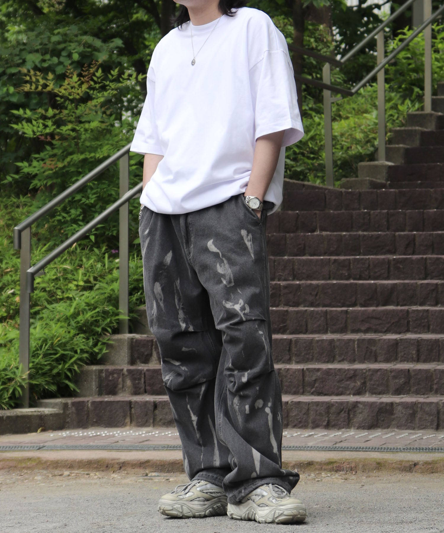 25SS プレーティング 裾ドローコード 半袖Tシャツ