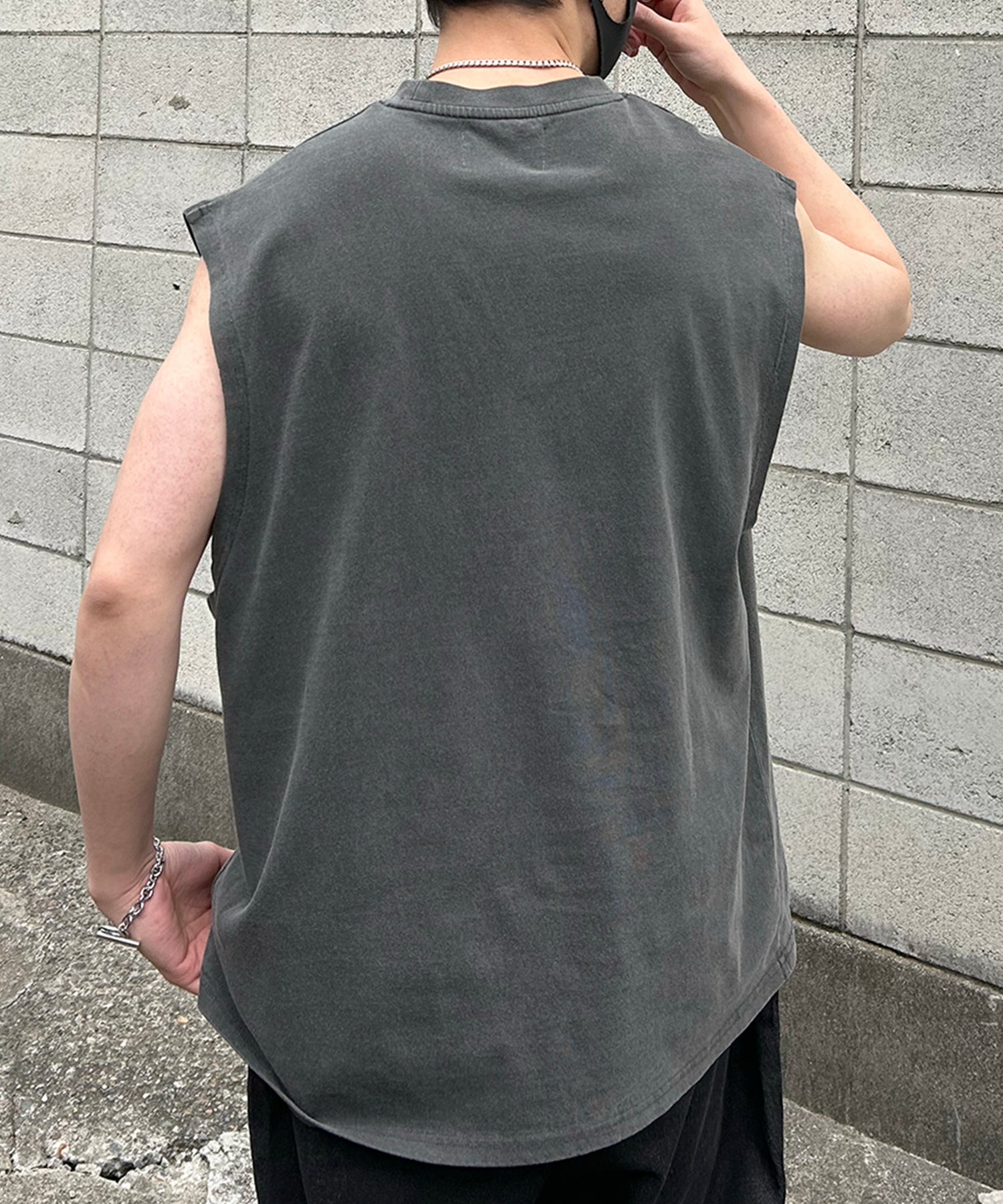 25SS ヴィンテージライク ピグメント加工 アメカジ風 レトロプリント ノースリーブ